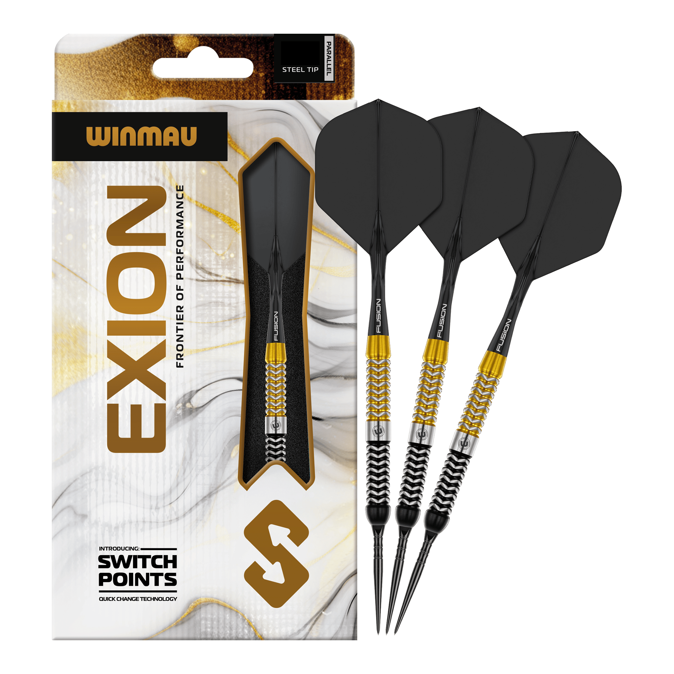 Winmau Exion Parallel Switch Point Steeldarts Auf dem Bild sind die Winmau Exion Parallel Switch Point Steeldarts komplett abgebildet. Die Darts eignen sich ideal für professionelle Spieler.