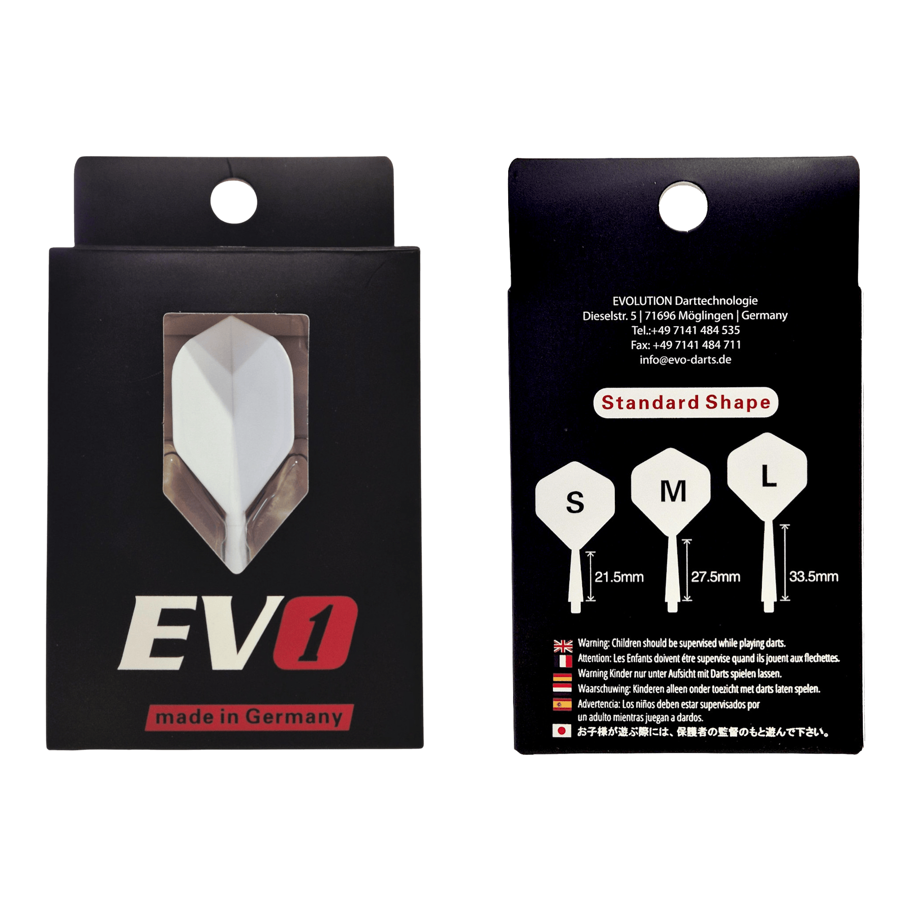 Evolution EVO1 Flight-Shaft-System - Weiß Abgebildet ist das Evolution EVO1 Flight-Shaft-System in der Farbe Weiß. Der Artikel eignet sich als hochwertiges Dartzubehör.
