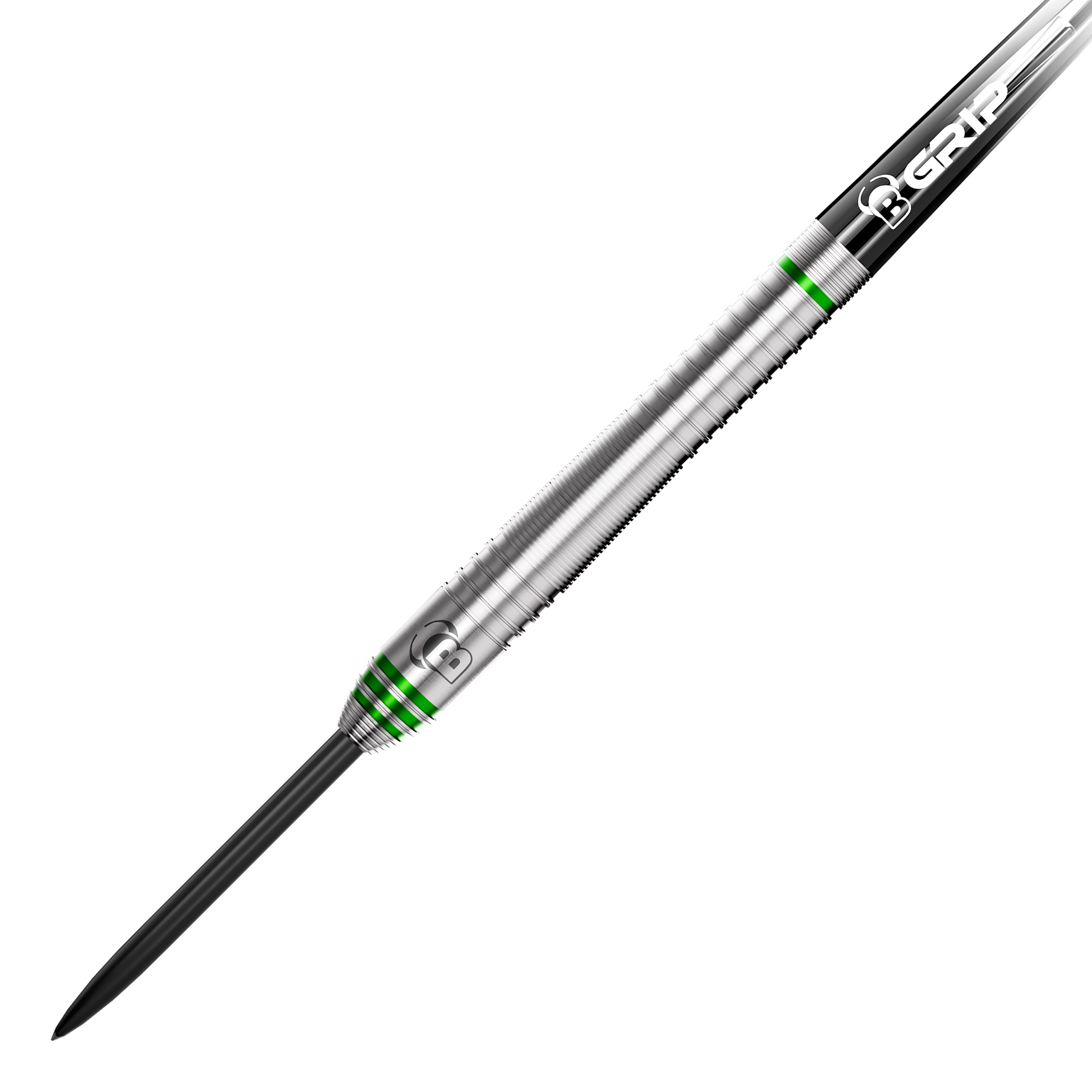 Bulls Max Czerwinski Gurke Steeldarts mit einem Gewicht von 23 Gramm. Das Bild zeigt die Darts aus einer bestimmten Perspektive.