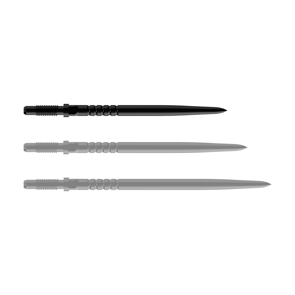 Abgebildet ist ein Dartspitzen-Set. Es handelt sich um BullsNL Convertible Points mit Ringed Grip in Schwarz, 32mm.