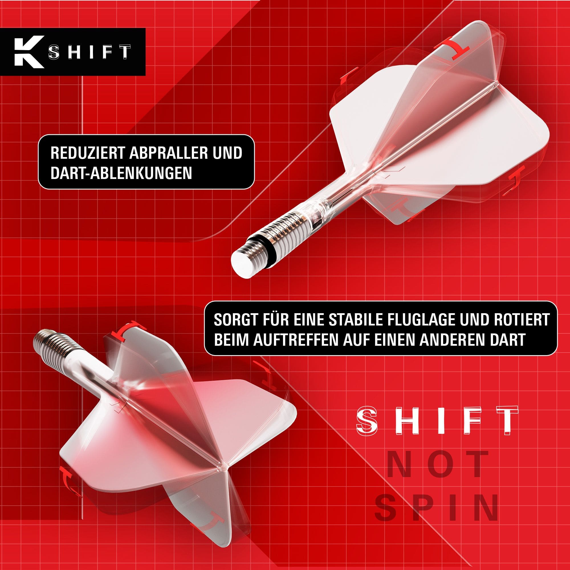 Target K-Shift No6 Flights - Weiß Auf dem Bild sieht man die Target K-Shift No6 Flights in Weiß. Dies sind Flights für Darts in einem weißen Design.