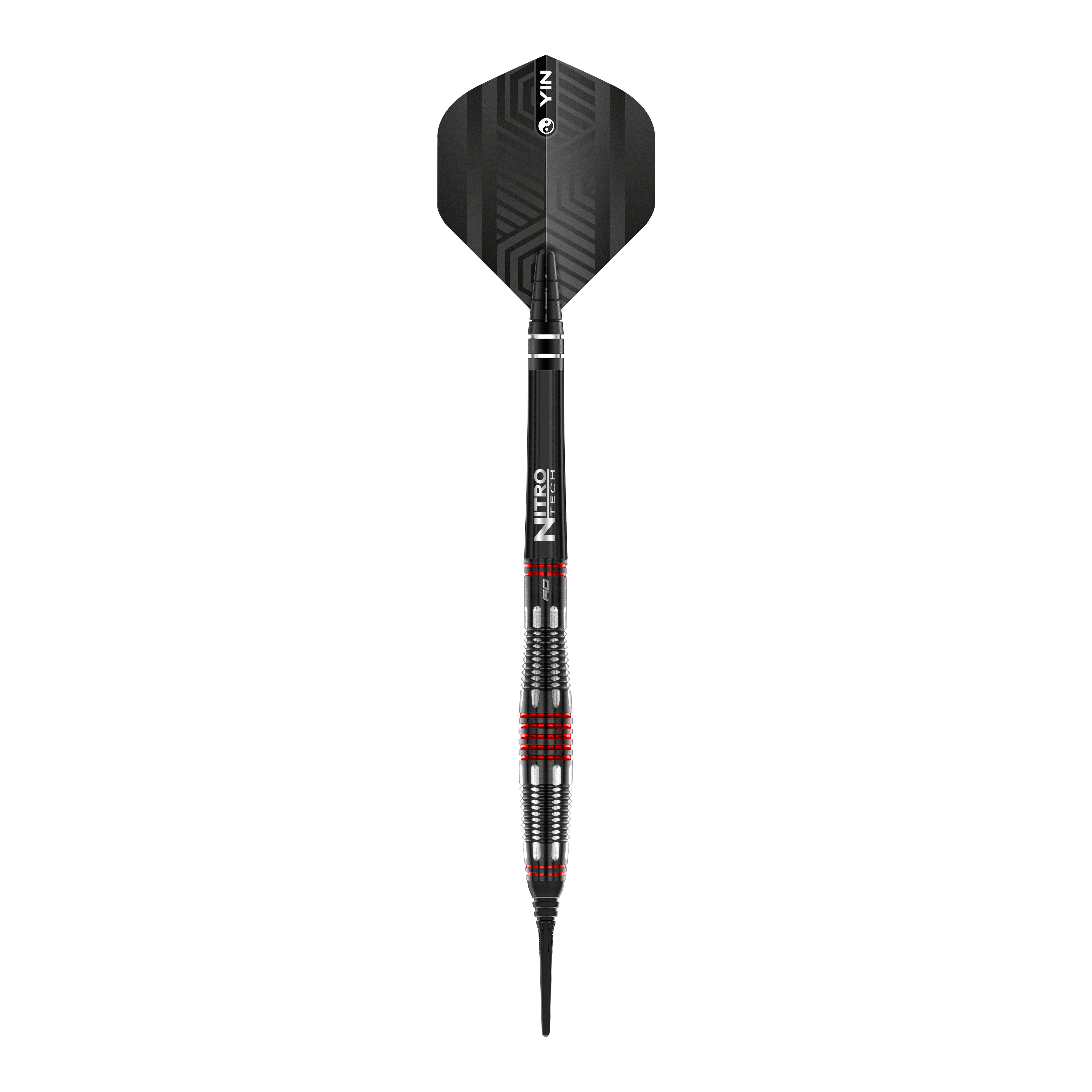Red Dragon Marlin Venom Softdarts - 22g Das Bild zeigt einen Red Dragon Marlin Venom Softdart mit einem Gewicht von 22g. Der Dart hat ein modernes Design mit schwarzen und roten Akzenten.