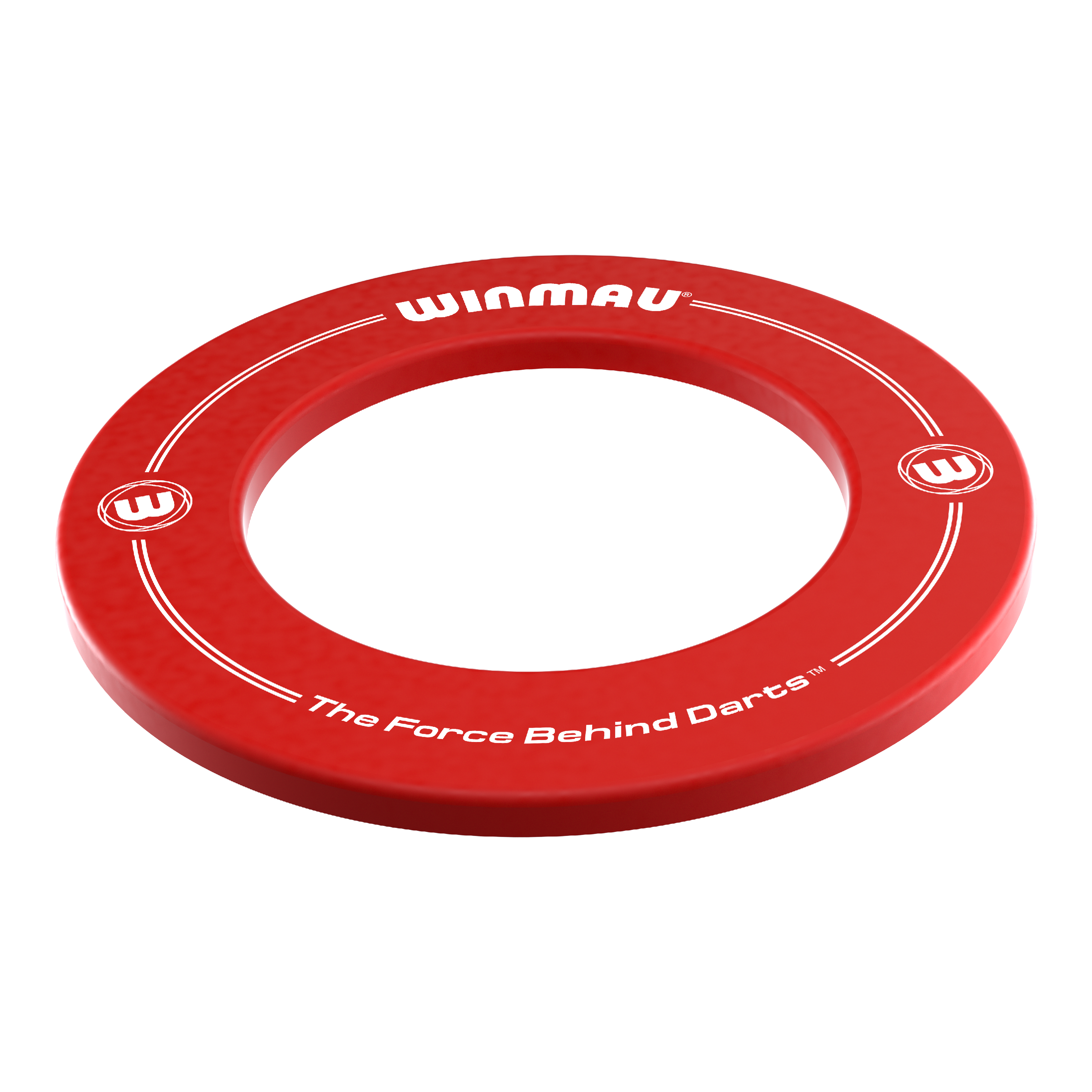 Winmau Dartboard Surround Das Bild zeigt einen roten Dartboard-Surround-Ring der Marke Winmau. Auf dem Ring stehen die Worte "WINMAU" und "The Force Behind Darts".