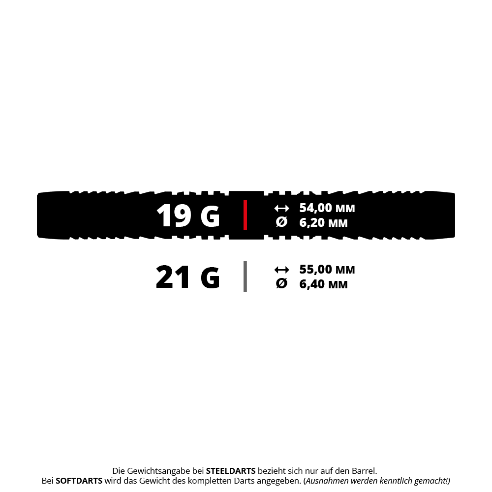 Abgebildet ist ein Dartpfeil, wahrscheinlich Target Cryo 12 Softdart mit 19 Gramm. Dieser Dart wird beim Softdartspiel verwendet.