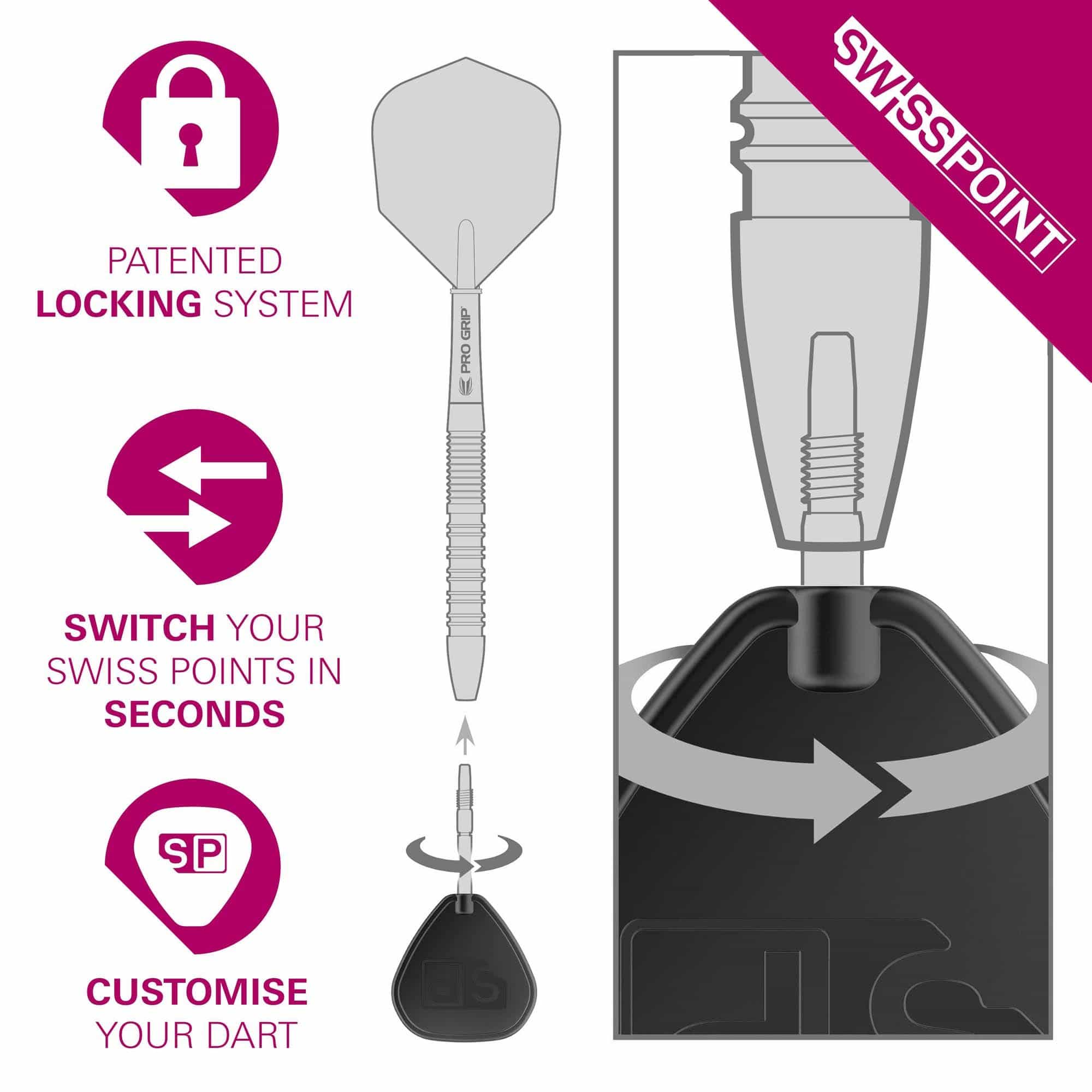 Target Japan Premium Swiss Point Steeldartspitzen - Schwarz Abgebildet ist das Produkt Target Japan Premium Swiss Point Steldartspitzen - Schwarz. Es handelt sich um schwarze Steeldartspitzen in Japan-Premium-Qualität.
