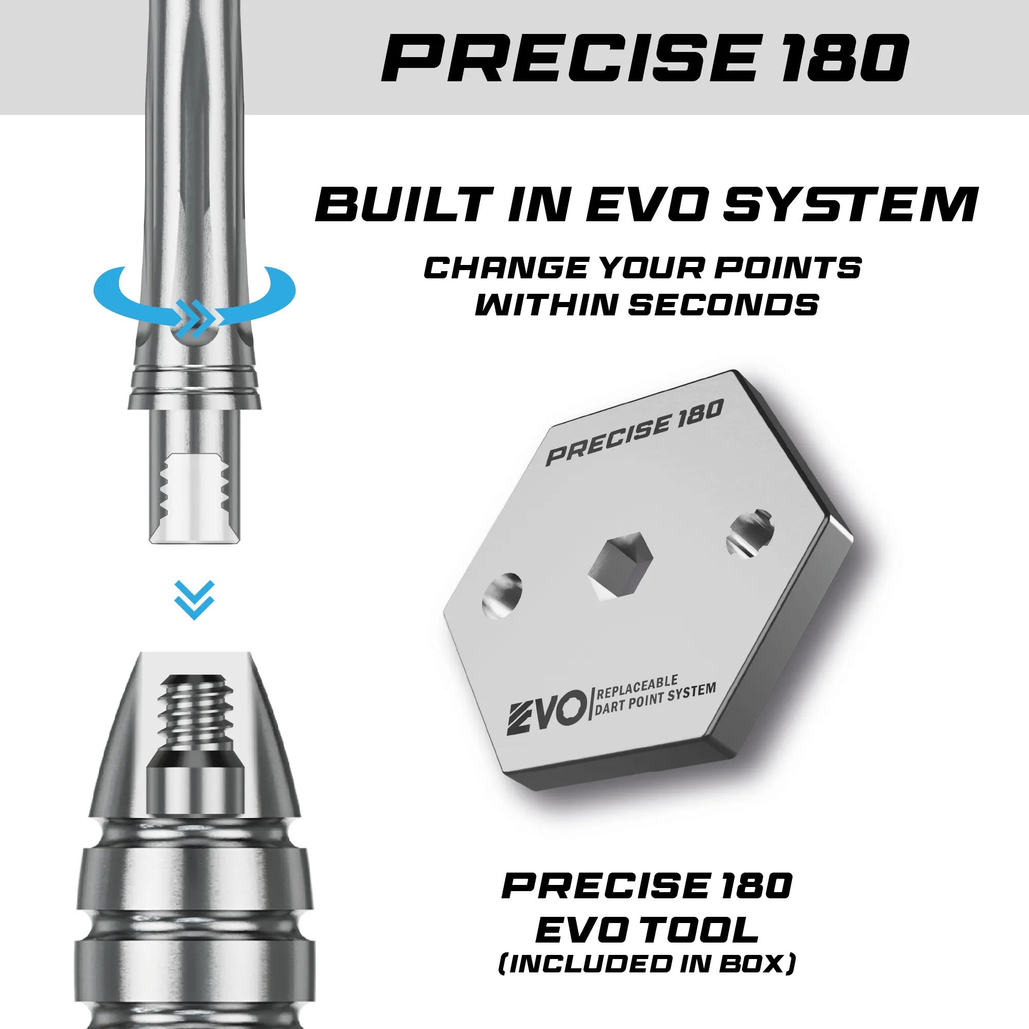 Precise 180 Ricardo Pietreczko GEN1 Steeldarts sind auf diesem Bild abgebildet. Diese Steeldarts sind optimal für präzises Werfen.