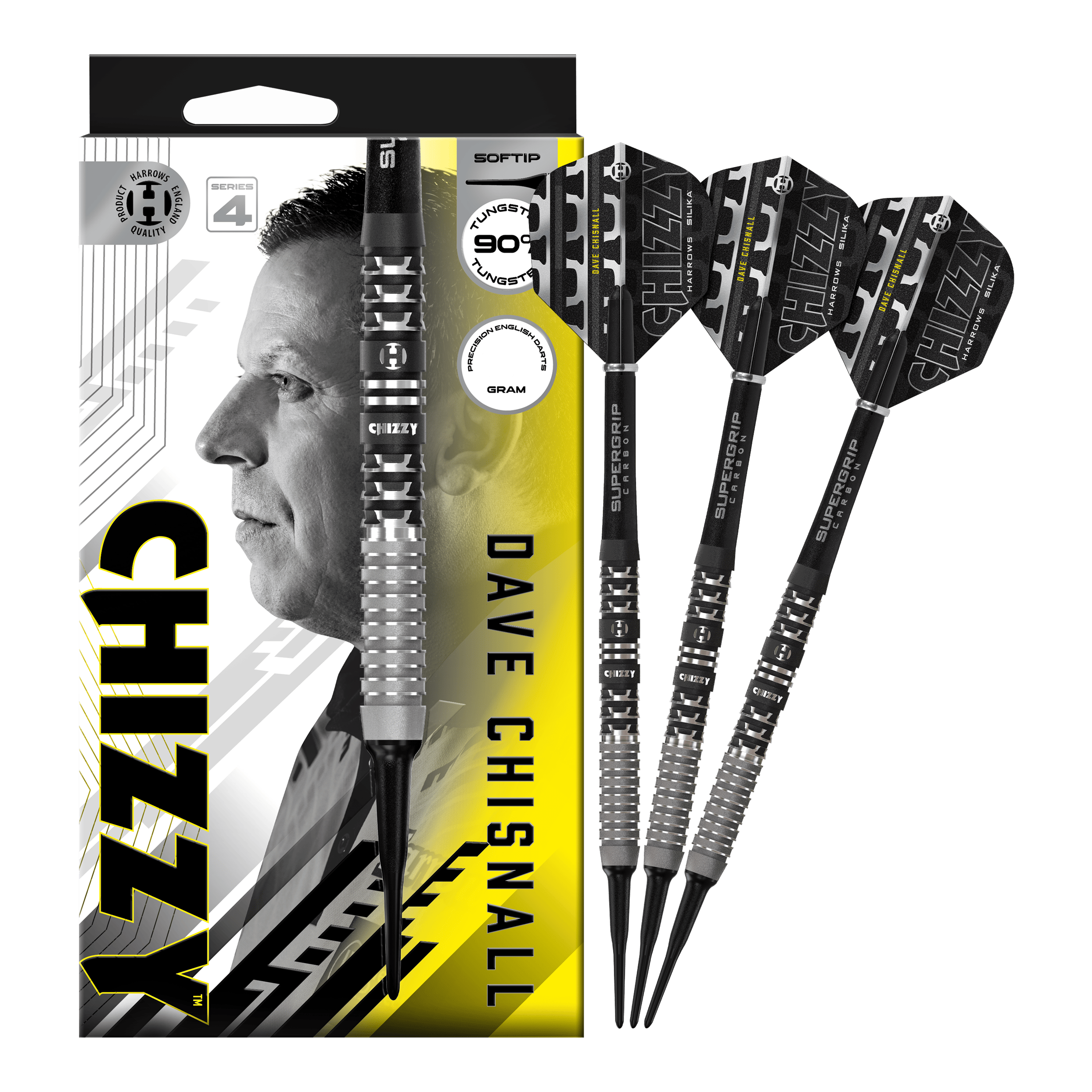 Harrows Dave Chisnall Chizzy Series 4 Softdarts Hier sieht man die Harrows Dave Chisnall Chizzy Series 4 Softdarts. Sie sind ideal für Softdart-Spieler.