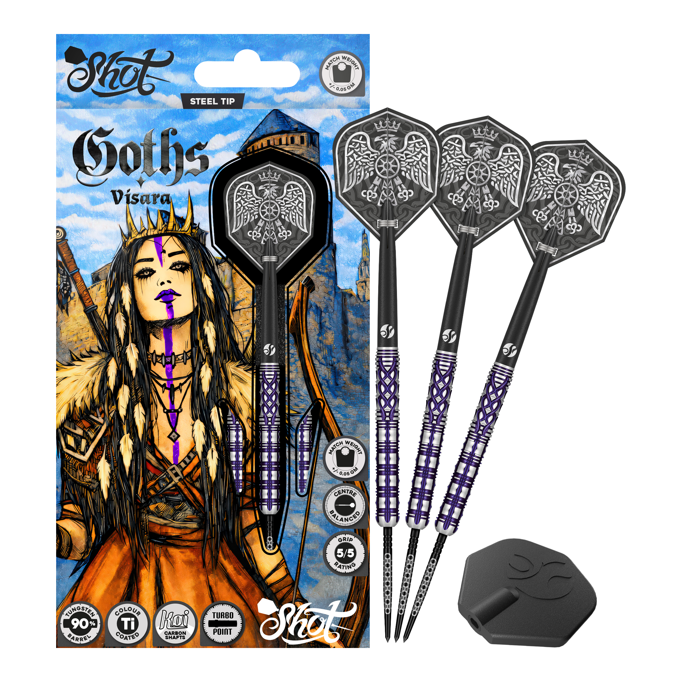 Shot Goths Visara Turbo Point Steeldarts - 23g Shot Goths Visara Turbo Point Steeldarts - 23g