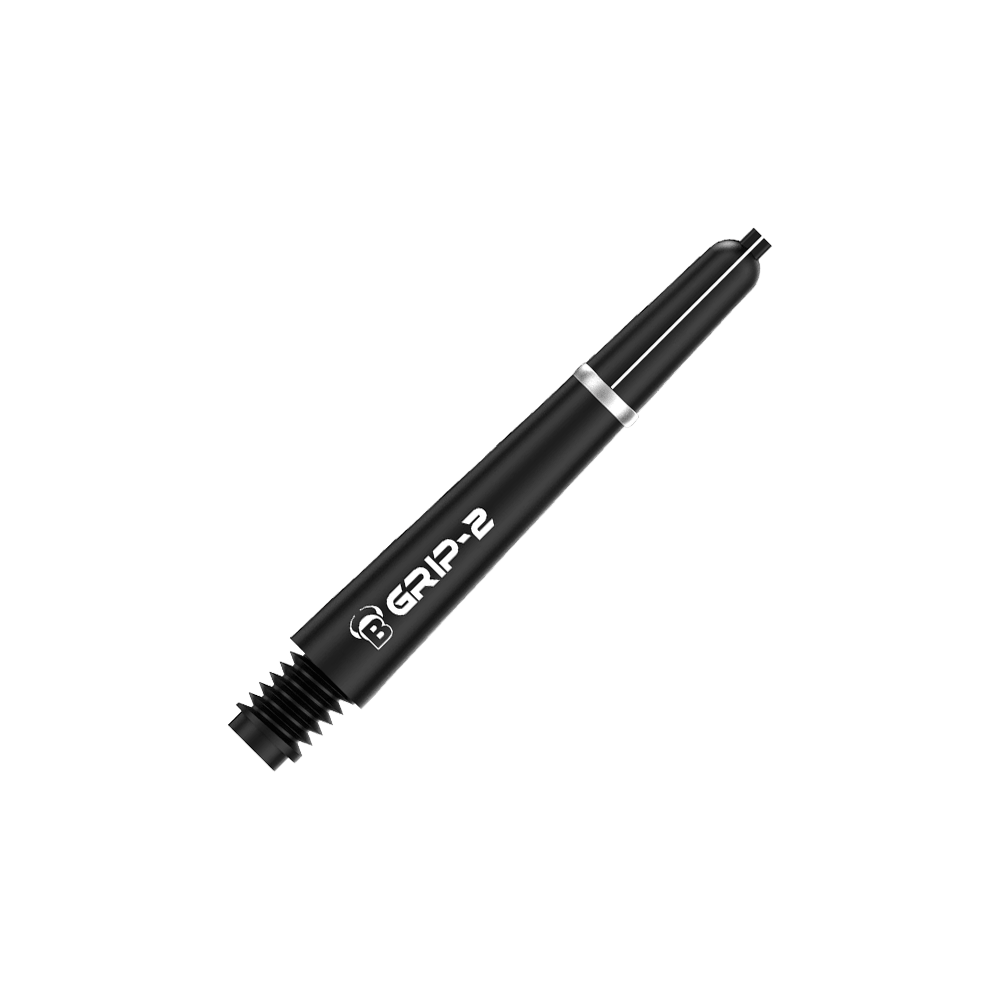 BS55071_Bulls_B-Grip-2_SL_Shafts_Schwarz_35mm_2 Das Bild zeigt den Bulls B-Grip-2 SL Shaft in Schwarz. Der Schaft hat ein schlankes Design mit weißer Aufschrift.