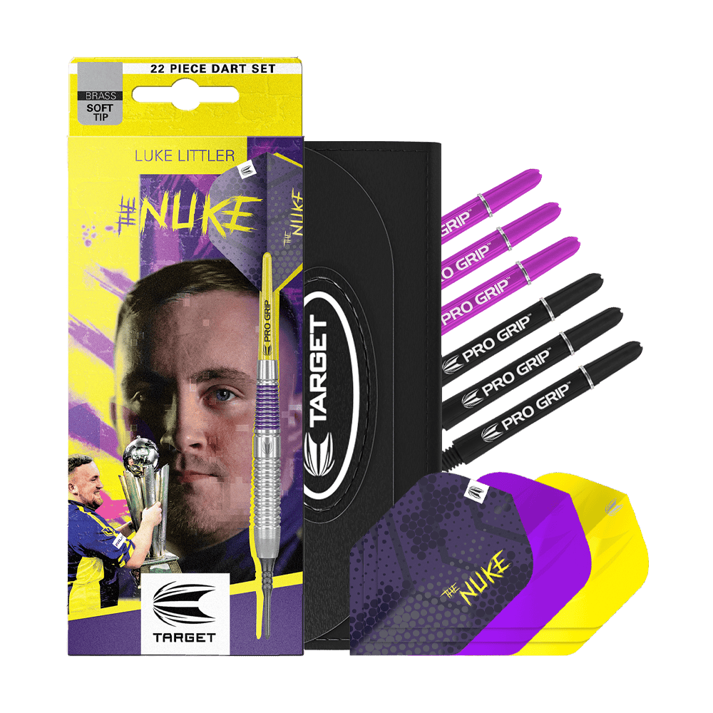 Target Luke Littler Brass Softdarts - 19g Das Bild zeigt die Target Luke Littler Brass Softdarts - 19g. Die Darts eignen sich zum Spielen auf elektronischen Dartboards.