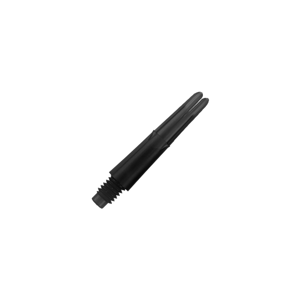 L-Style L-Shafts Locked Straight - Black 130 Das Bild zeigt einen schwarzen geraden Shafts für Darts mit Gewinde am unteren Ende. Er ist ohne Kappen und hat eine Länge von 26 mm.