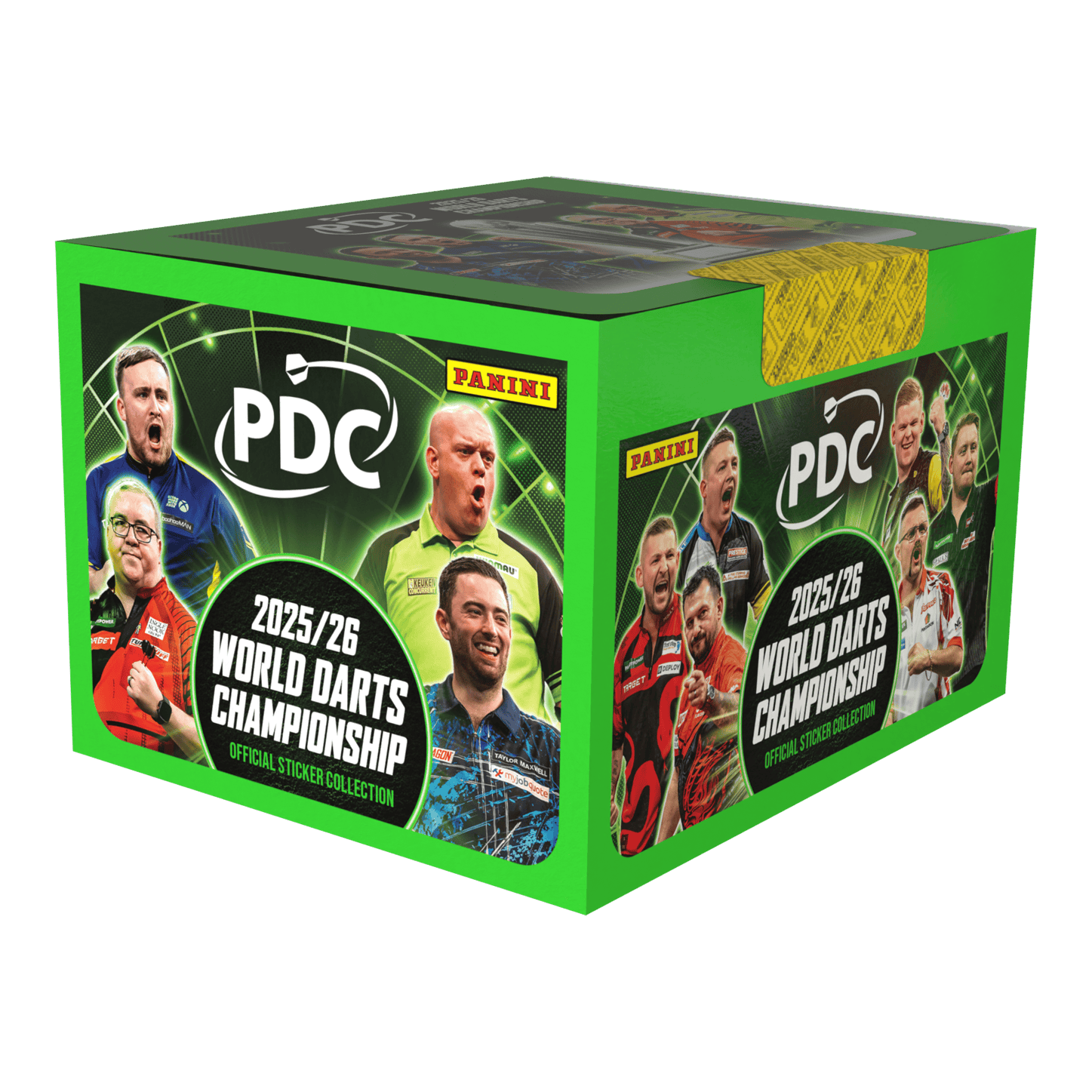 Panini PDC World Darts Championship 2025/26 - Stickerbox mit 65 Tüten Dies ist die Panini PDC World Darts Championship 2025/26 Stickerbox mit 65 Tüten. Die Box ist für das Sammeln von Stickern zur Darts-Weltmeisterschaft geeignet.