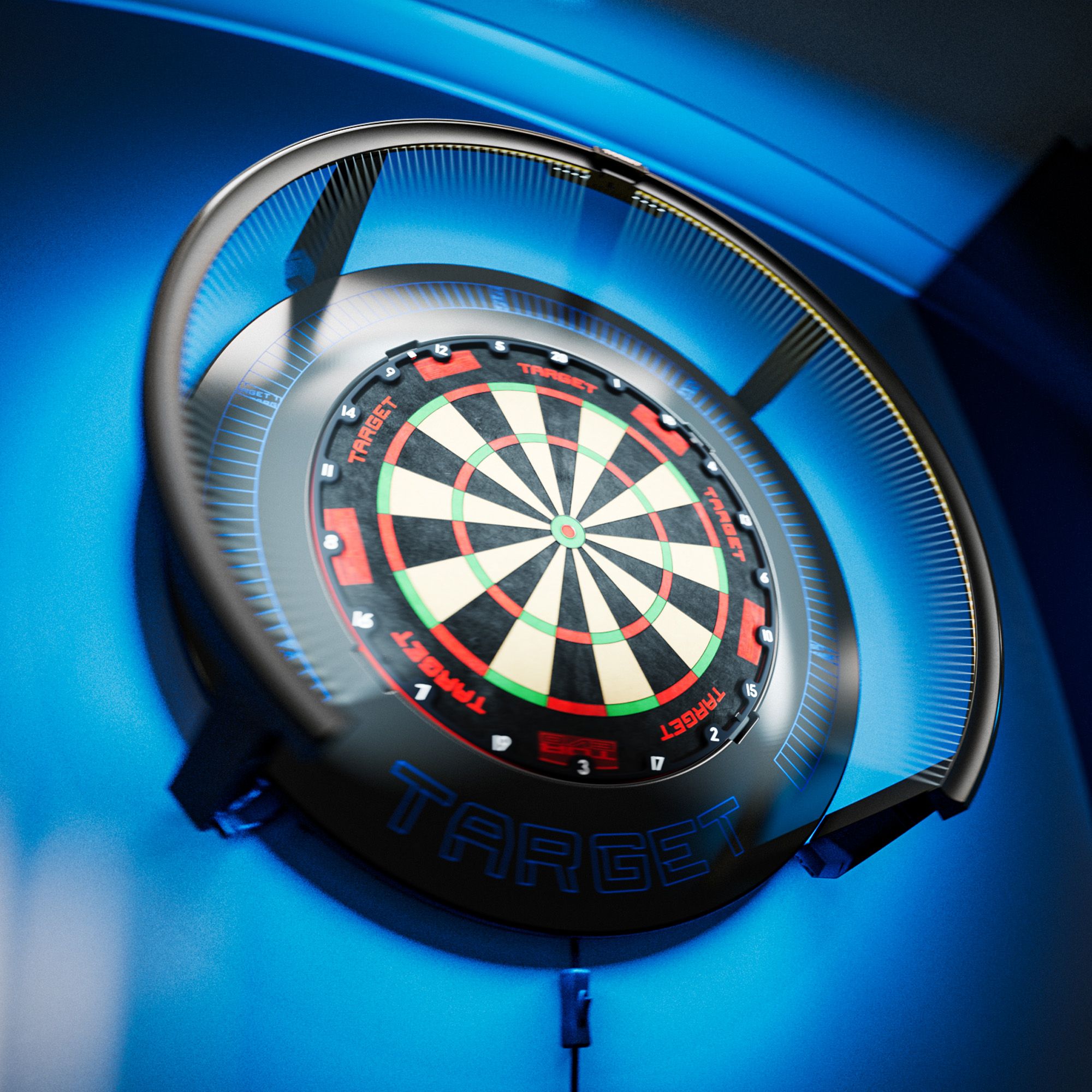 Target Corona Vision Notched Dartboard Surround mit Beleuchtung Target Corona Vision Notched Dartboard Surround mit Beleuchtung