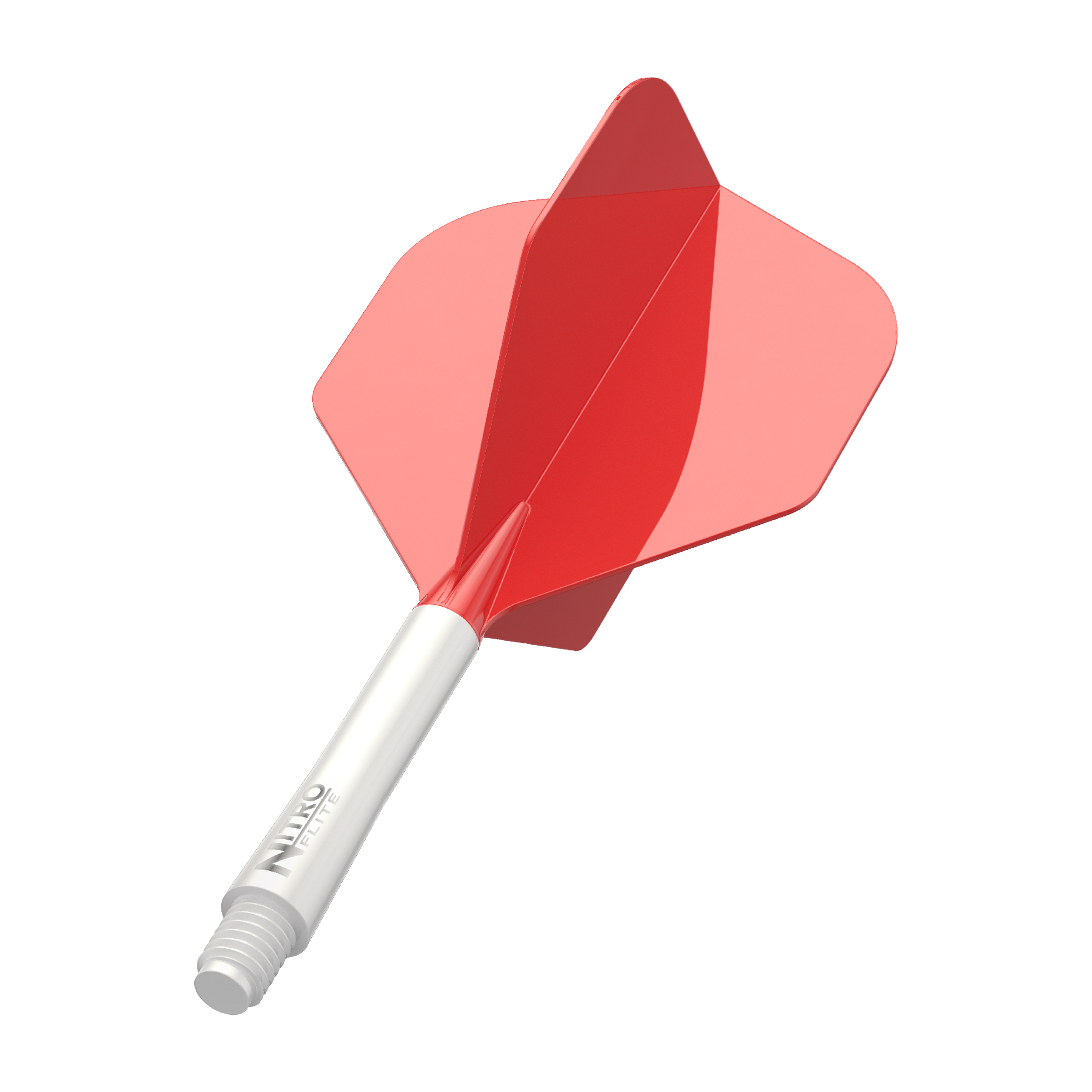 Hier sieht man einen Red Dragon Nitro Flite Flight, Weiß-Rot, No2, Medium (34mm). Dieser Flight sorgt für mehr Präzision beim Dartspiel.