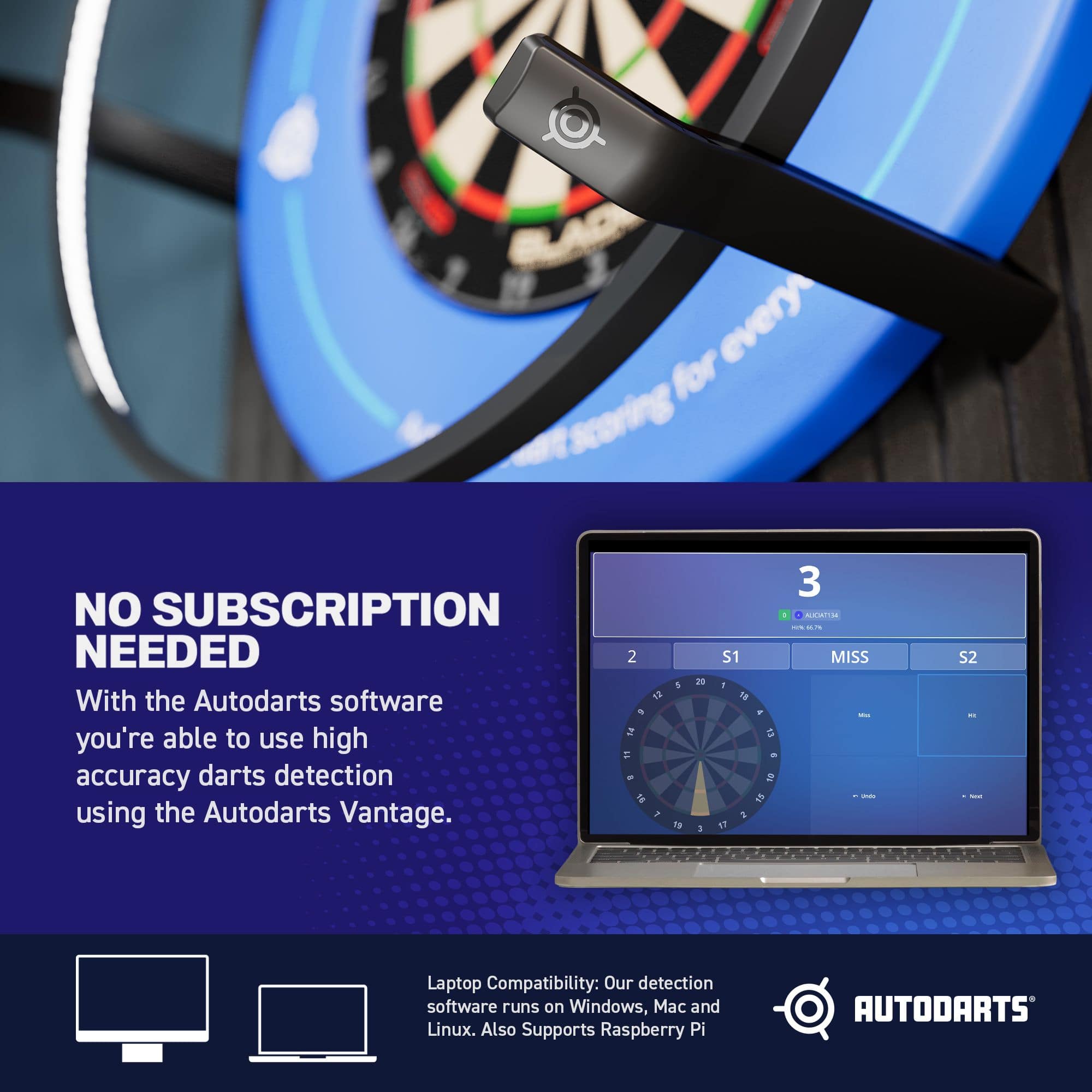 Autodarts Vantage Auto-Scoring-System Dieses Bild zeigt das Produkt mit dem Dateinamen 838001_Autodarts_Vantage_Auto-Scoring-System_9. Es handelt sich wahrscheinlich um ein Dart-Zubehör oder ein Autodarts-System.