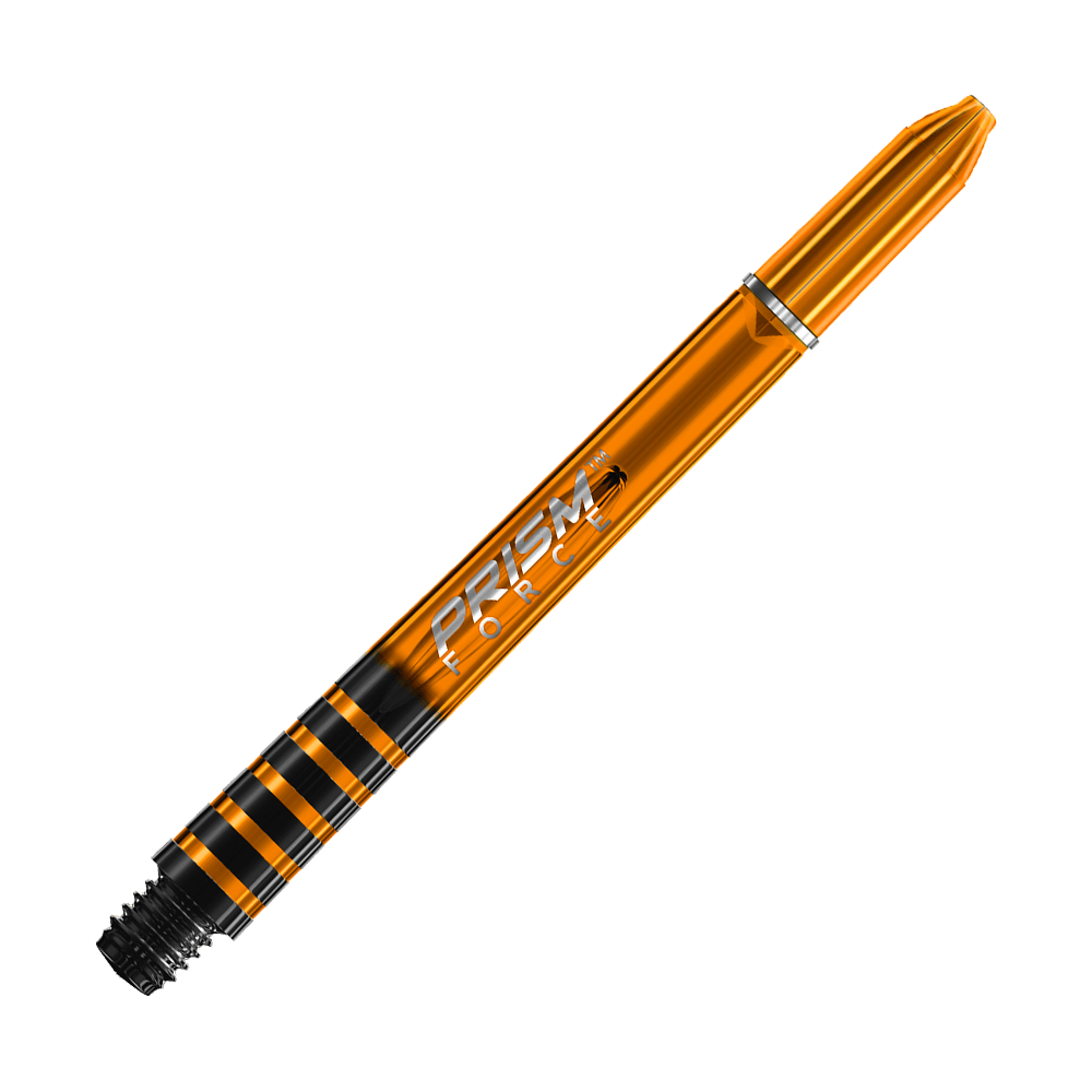 7020-207_Winmau_Prism_Force_Shafts_Orange_48mm_2GU8JQhYINN510 Das Bild zeigt einen orangefarbenen Winmau Prism Force Shaft. Der Schaft hat ein glänzendes Design mit silberner Aufschrift.