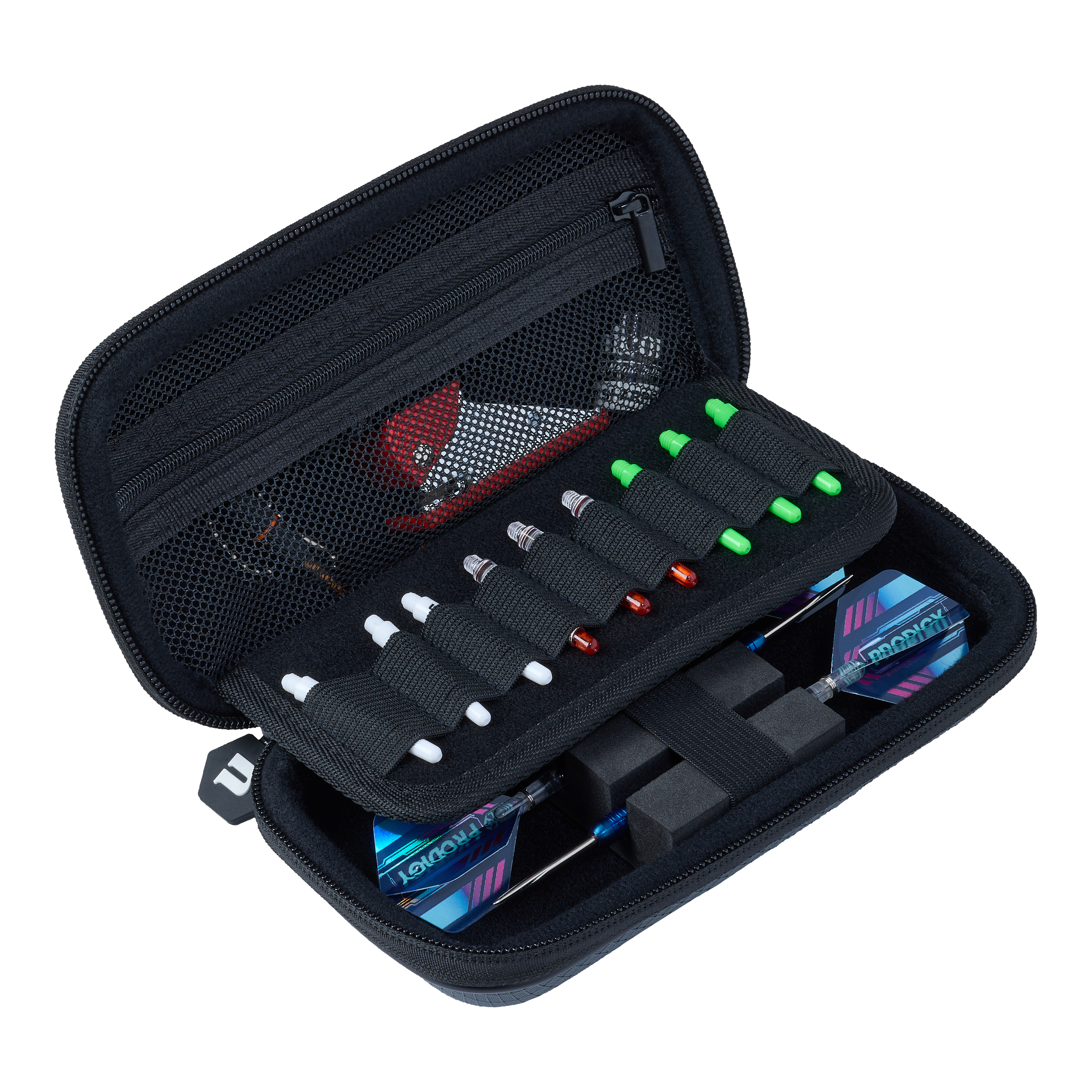 Hier sieht man das Unicorn Vanguard Small Dartcase in der Farbe Grau. Das Etui ist ideal, um Darts und Zubehör zu verstauen.