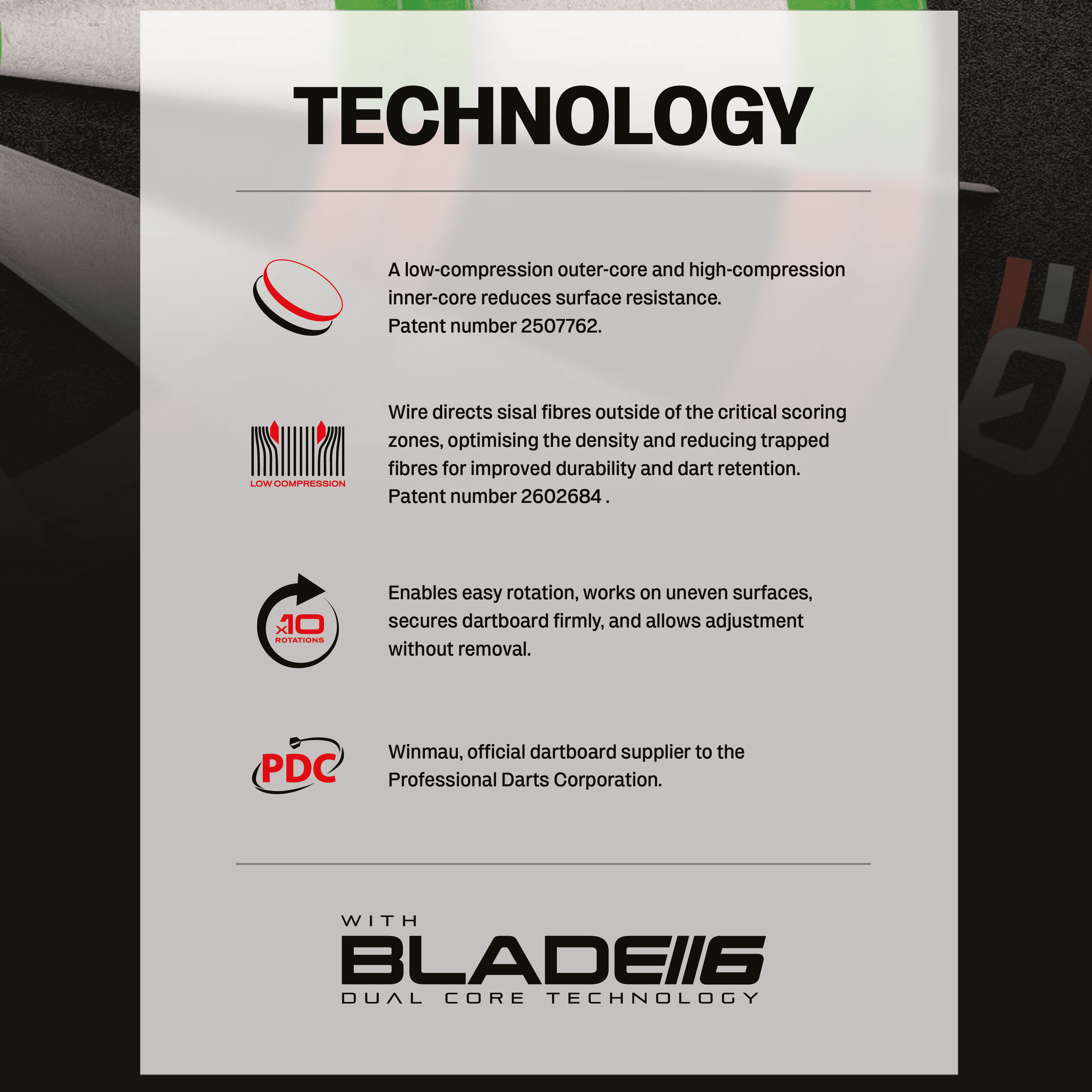 Winmau Equalizer Steeldartboard Das Bild zeigt das Winmau Equalizer Steeldartboard. Es handelt sich um ein hochwertiges Steeldartboard für Dartspieler.