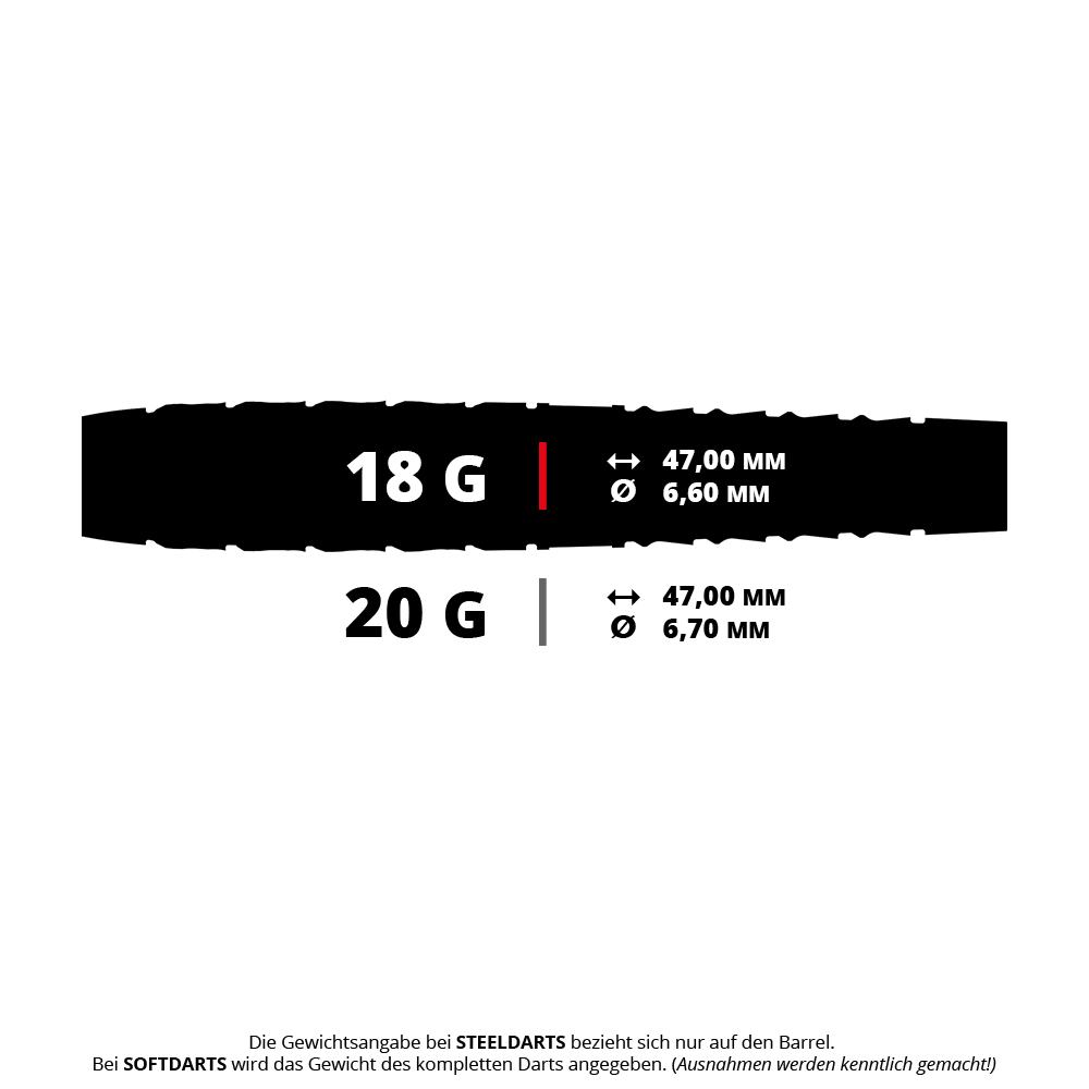 Harrows Ryan Searle Series 3 Softdarts Gezeigt ist ein Softdart aus der 'Harrows Ryan Searle Series 3' in 18g Gewicht. Das Bild stellt den Aufbau und das Design des Darts dar.