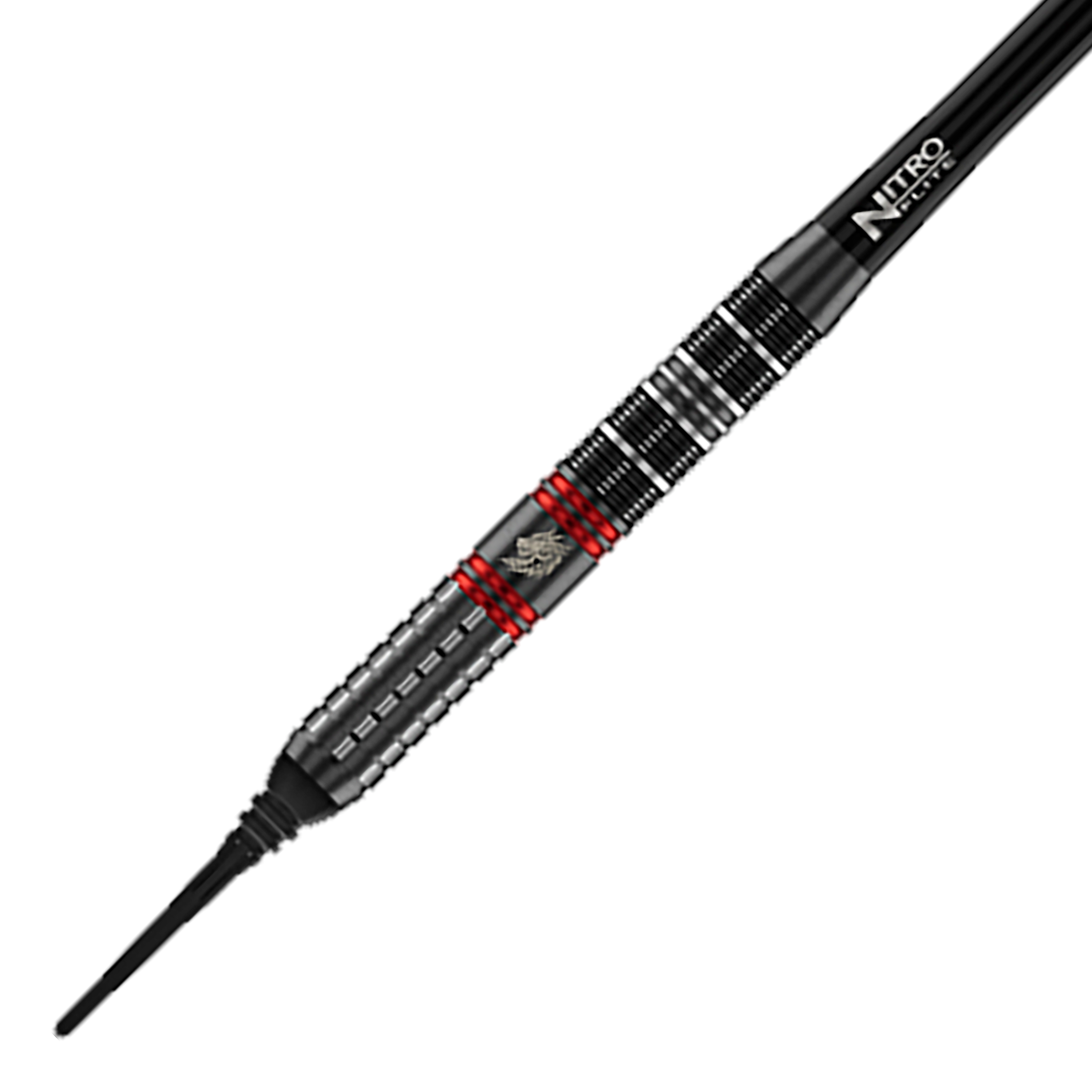 Abgebildet sind die Red Dragon Jonny Clayton RD-ULTRA Softdarts mit 18g. Die Darts besitzen rote und schwarze Akzente und ein charakteristisches Flight-Design.