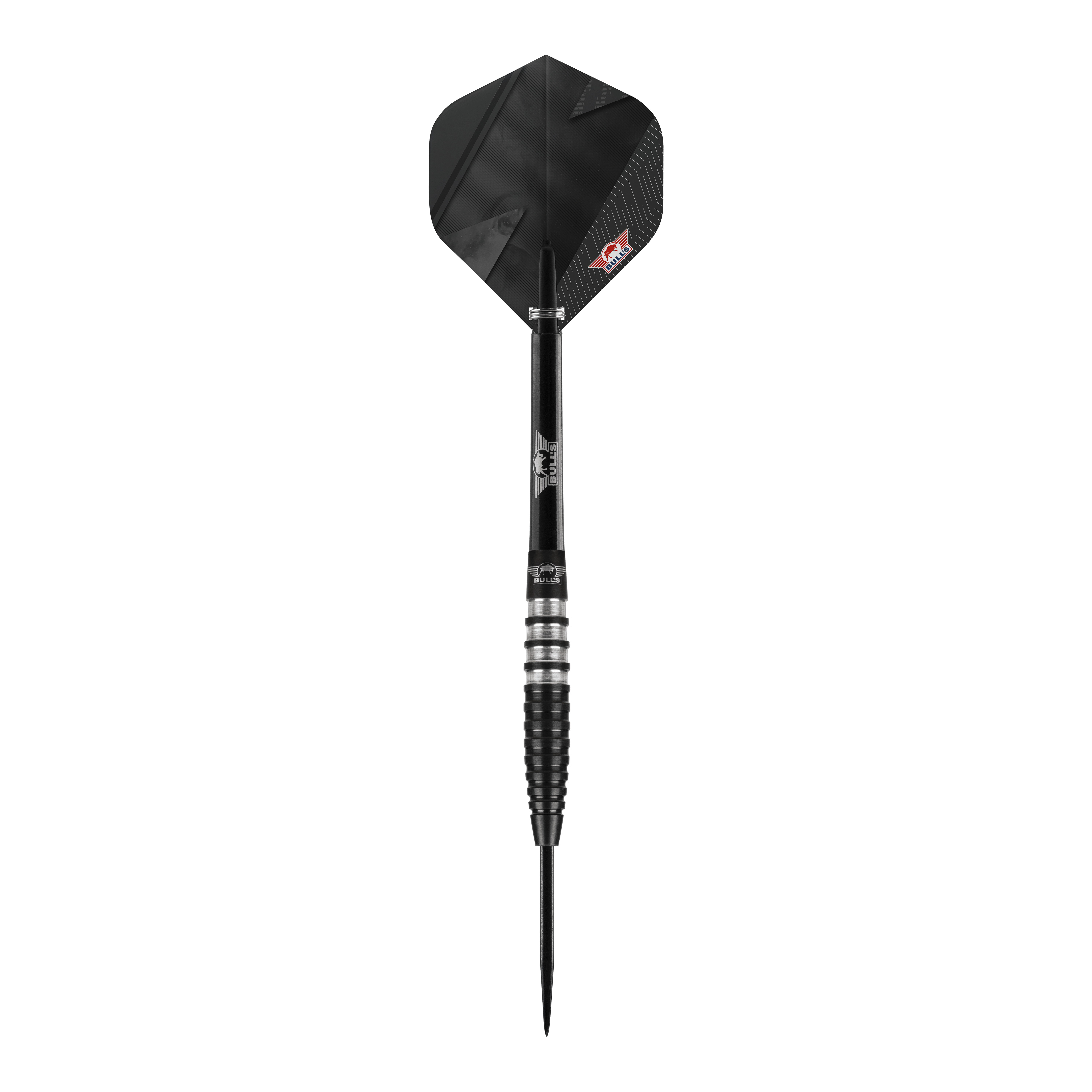 Bulls NL Lightning Black Steeldarts Der "Bulls NL Lightning Black Steeldart" ist ein eleganter Dartpfeil in Schwarz mit silbernen Akzenten. Er hat ein modernes Design und eignet sich für professionelle Dartspieler.