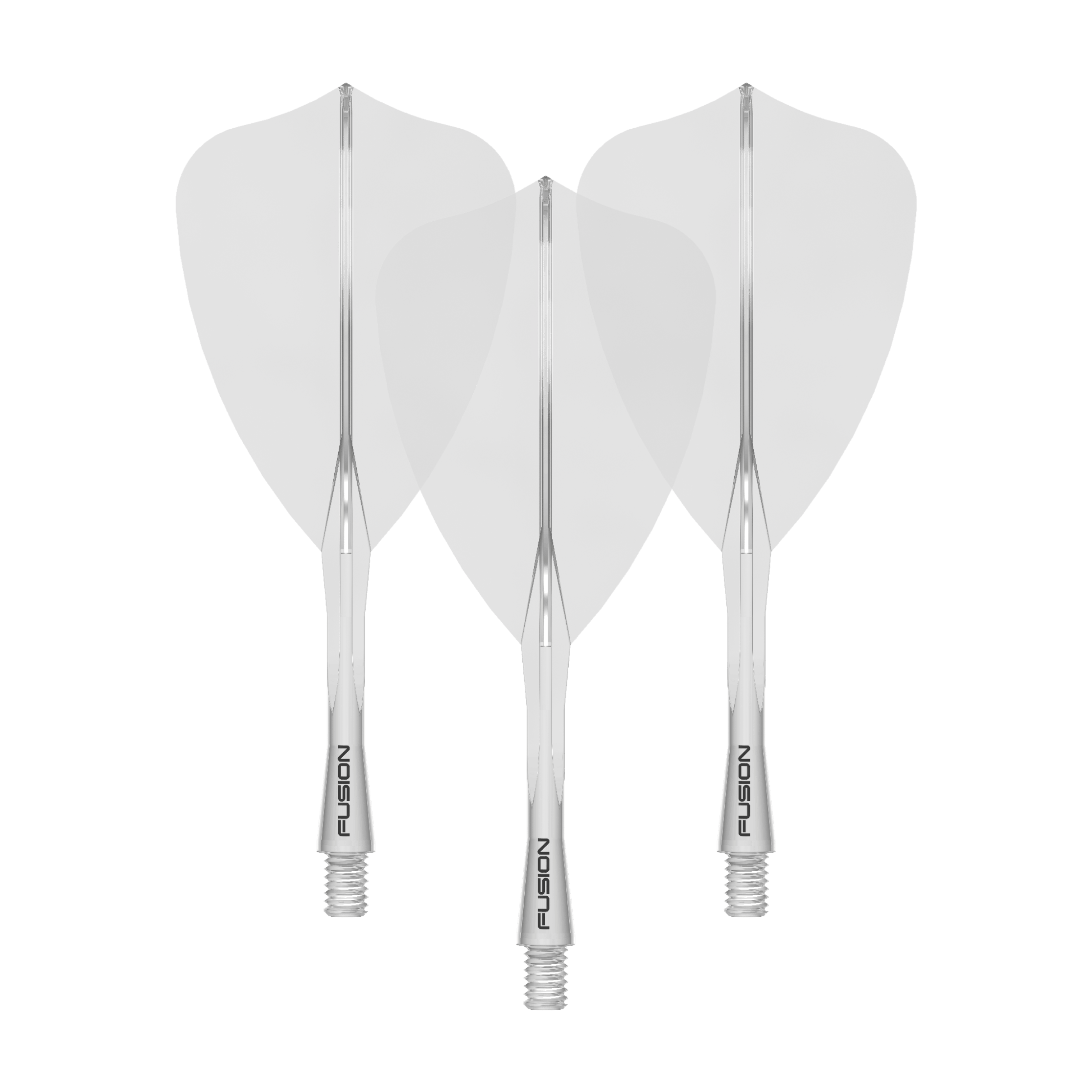 Winmau Fusion Flight-Shaft-System Arrow Clear Ein Bild zeigt einen Flight Shaft, vermutlich für Darts. Das Produkt wird durch den Dateinamen als 'Winmau Fusion Flight Shaft System Arrow Clear 28mm 1Set' beschrieben.