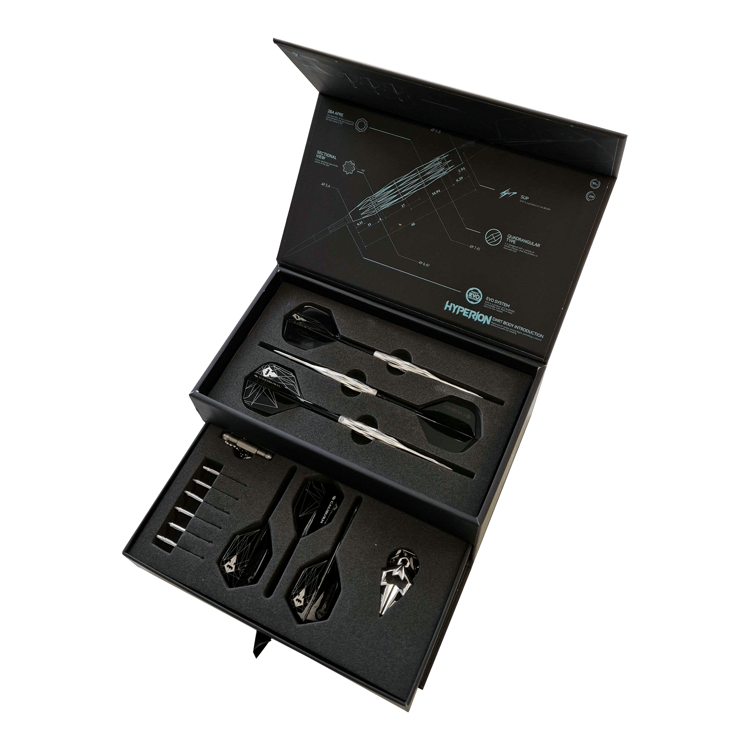 Caliburn Starships Series Hyperion Steeldarts - 22g Gezeigt werden die Caliburn Starships Series Hyperion Steeldarts - 22g. Die Darts sind ideal für ambitionierte Spieler.