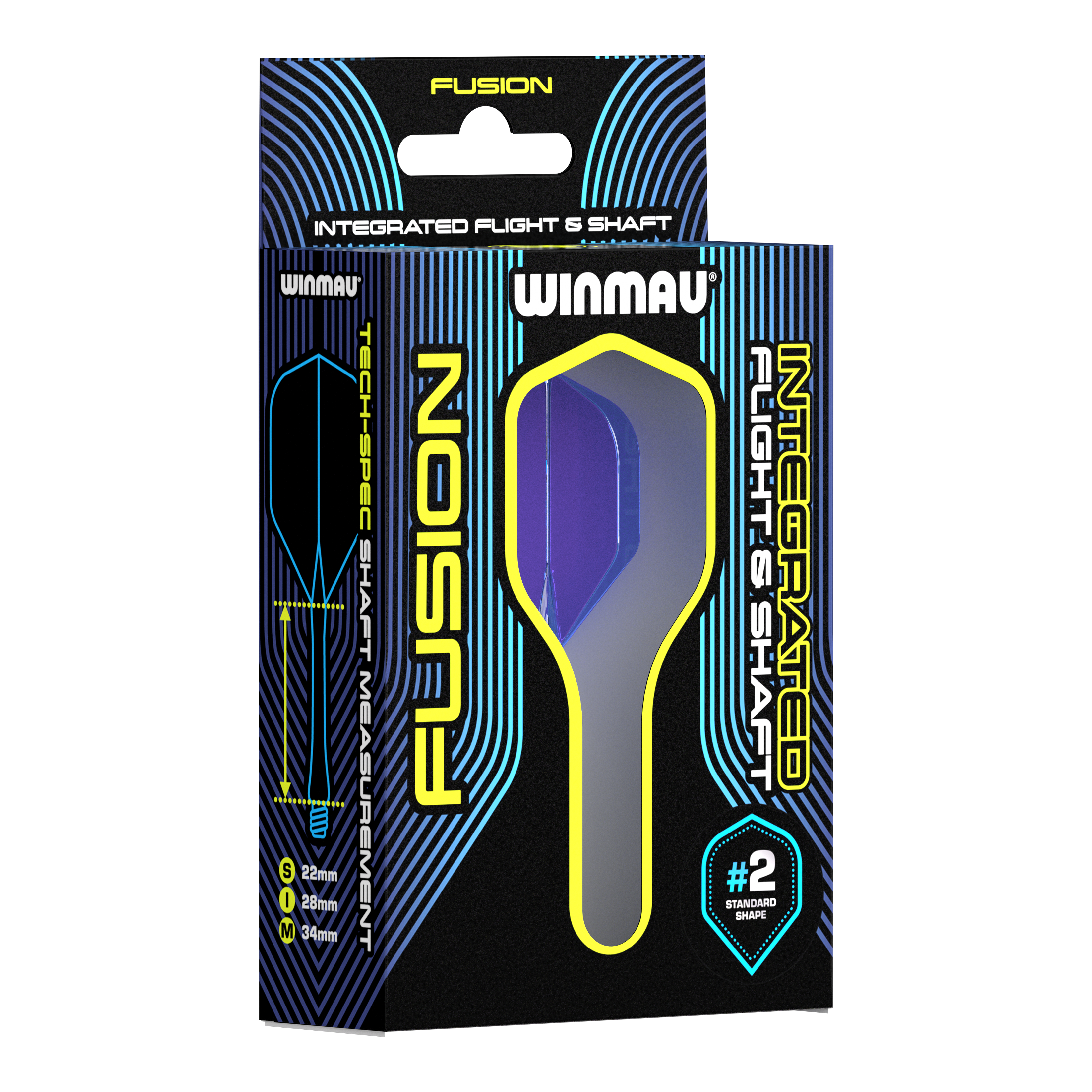 Winmau Fusion Flight Shaft System Standard Blau Ein Bild von einem Winmau Fusion Flight Shaft System Standard in Blau, 28mm. Das Produkt ist ein Dartschaft-Set.