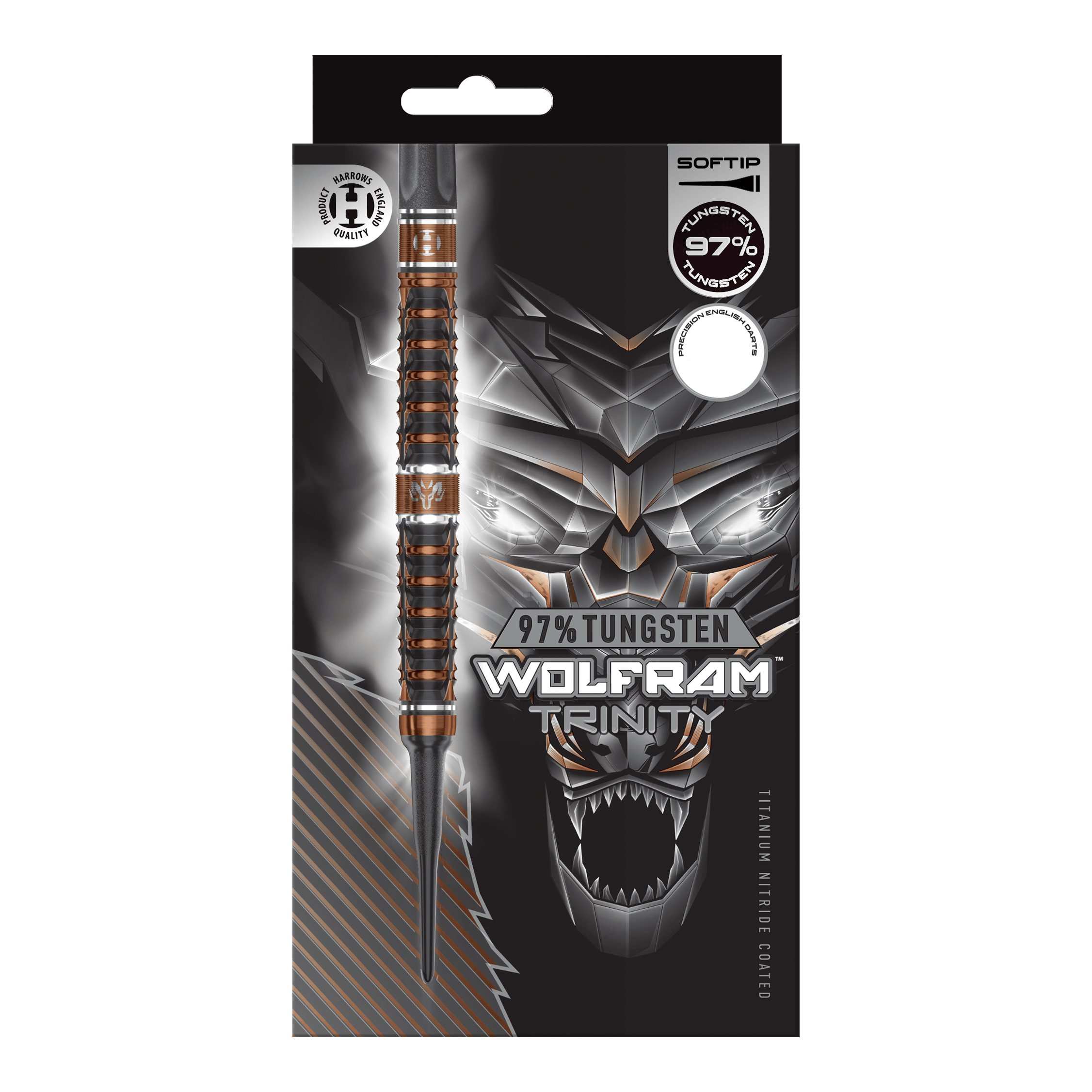 Harrows Wolfram Trinity Softdarts Harrows Wolfram Trinity Softdarts werden auf dem Bild gezeigt. Es handelt sich um spezielle Softdarts für Dartspieler.