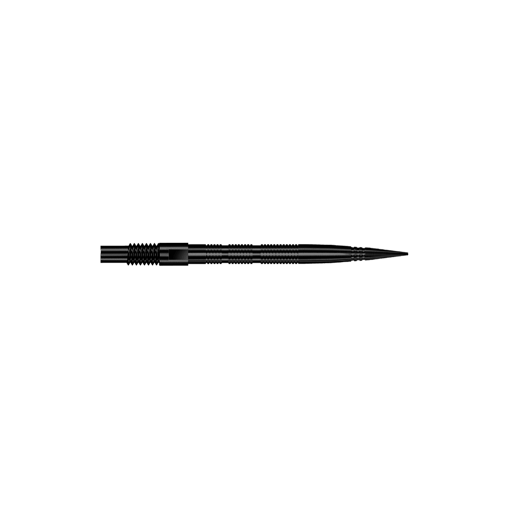 Harrows Quick Point Micro Ridge Dartspitzen - Schwarz Abgebildet sind schwarze Dartspitzen mit feiner Rillenstruktur. Die Spitzen eignen sich zum Ersatz oder Wechsel bei Dartpfeilen.
