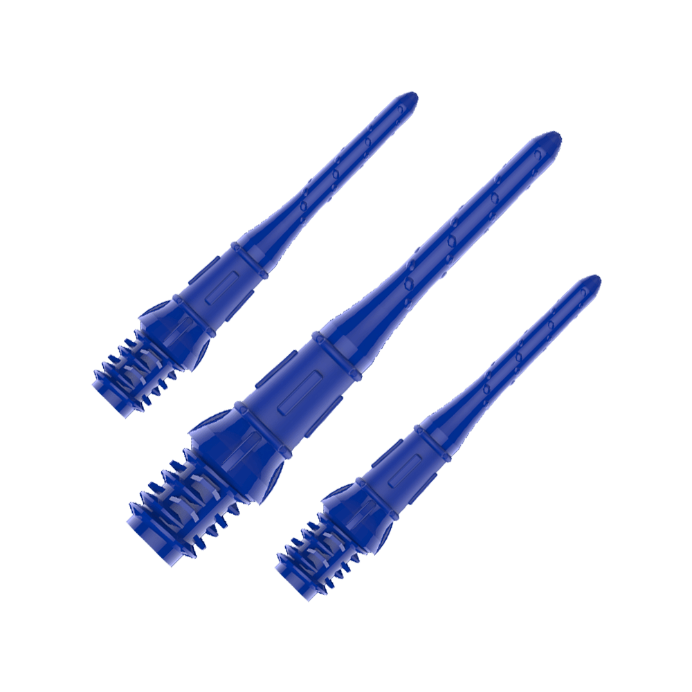 Premium Lippoints (30er Pack) - Spitzen Auf dem Bild sind drei blaue Dartspitzen zu sehen. Sie liegen parallel nebeneinander und sind aus Kunststoff gefertigt.