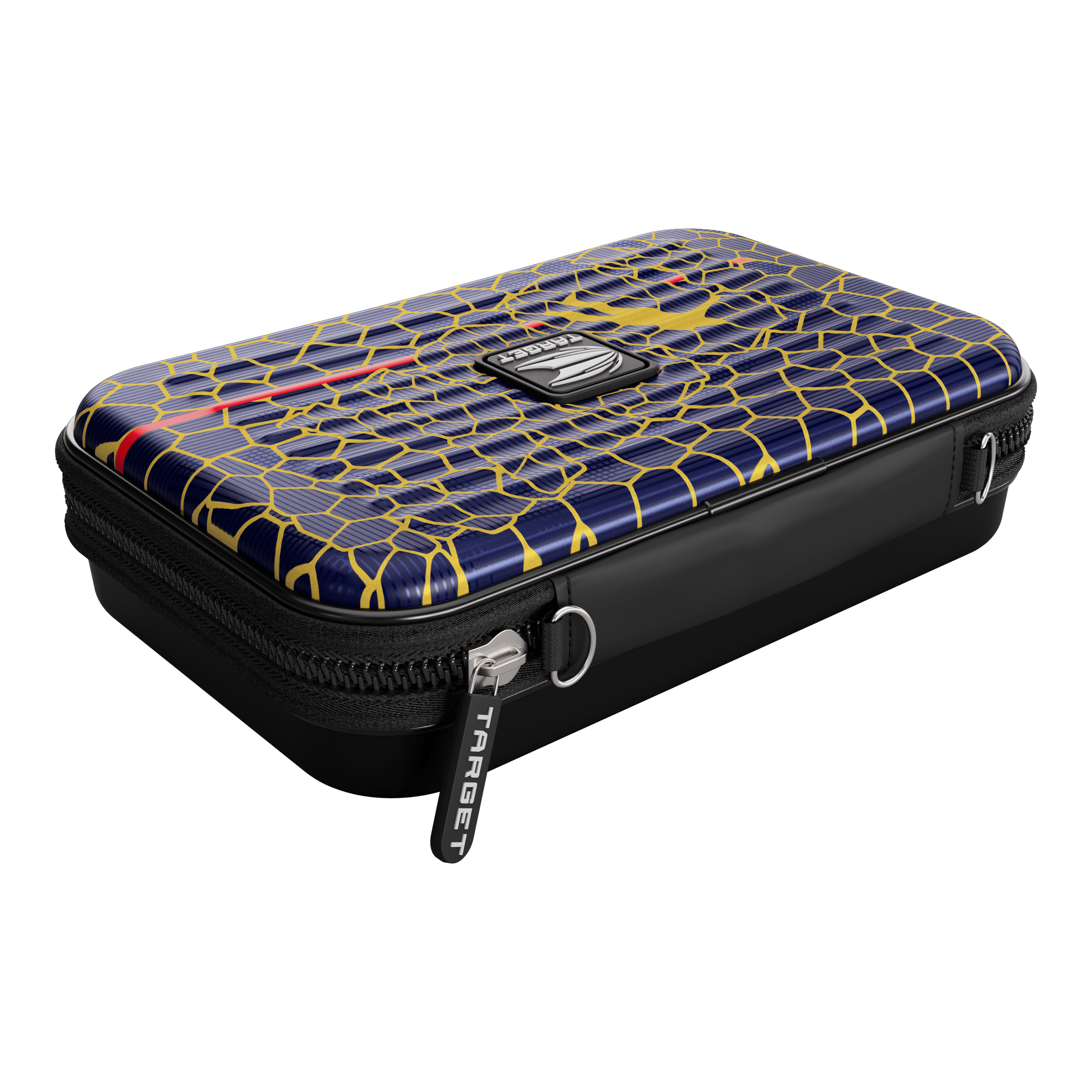 Target Takoma Josh Rock XL Dartcase Dies ist das Target Takoma Josh Rock XL Dartcase. Das Etui hat ein auffälliges Design mit blauen, gelben und roten Mustern sowie einem Reißverschluss.