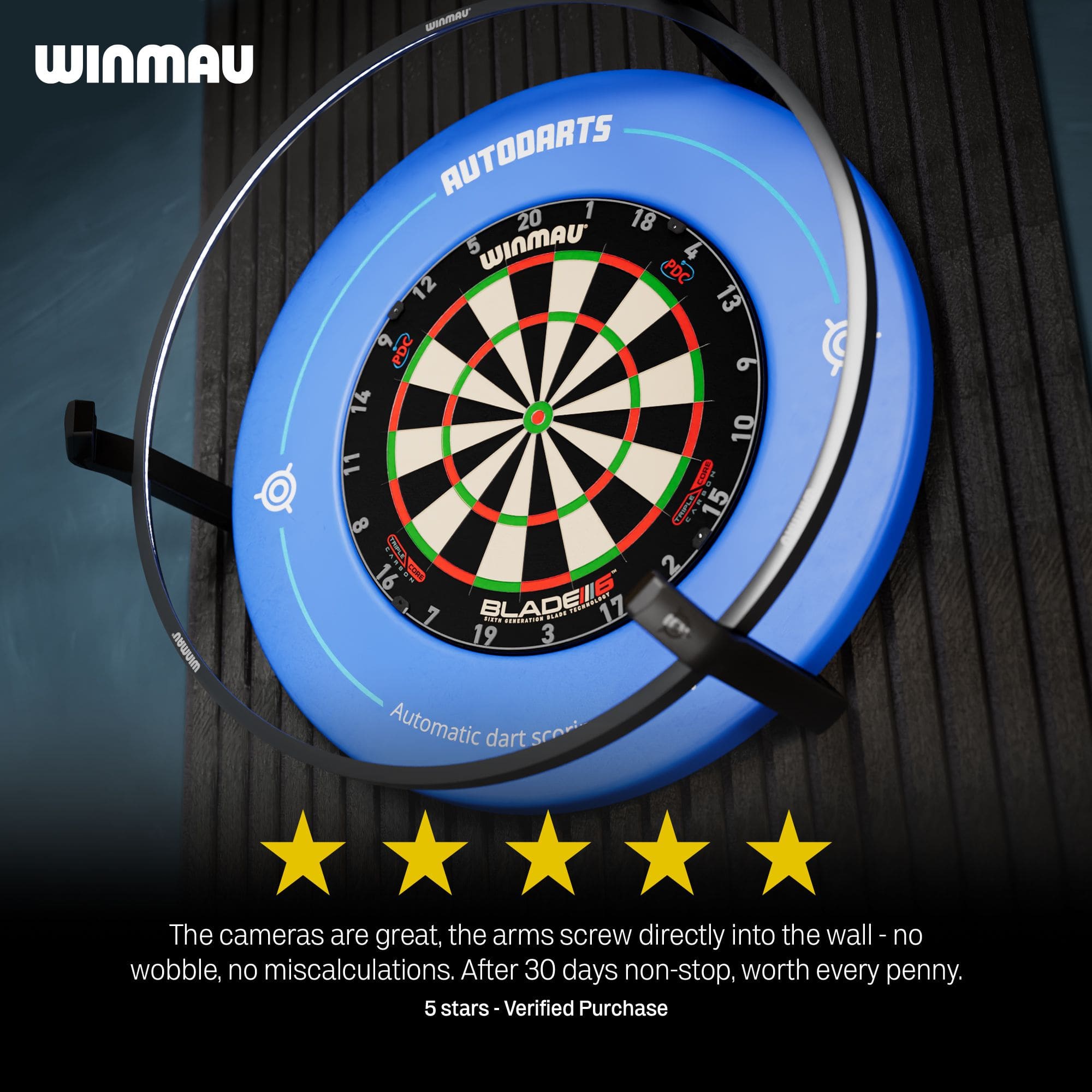 Autodarts Vantage Auto-Scoring-System Auf diesem Bild ist der Artikel mit dem Dateinamen 838001_Autodarts_Vantage_Auto-Scoring-System_8 zu sehen. Vermutlich ist es ein Teil eines automatischen Dart-Punktesystems.
