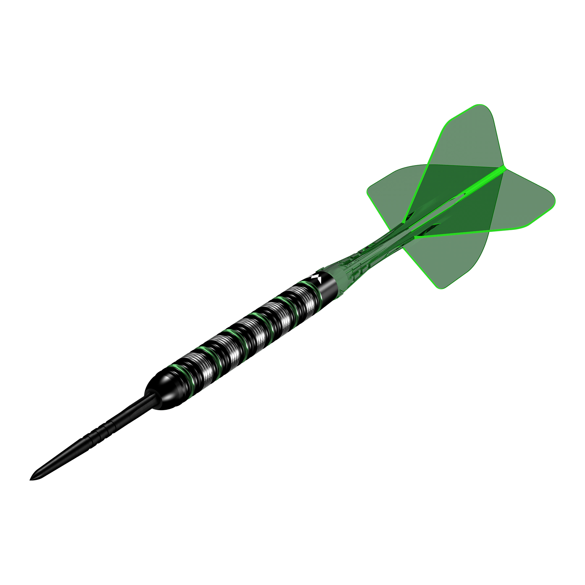 Mission Moldavite Steeldarts - 23g Mission Moldavite Steeldarts - 23g wird aus einer anderen Perspektive gezeigt. Die Darts zeichnen sich durch ein grünes Designelement aus.