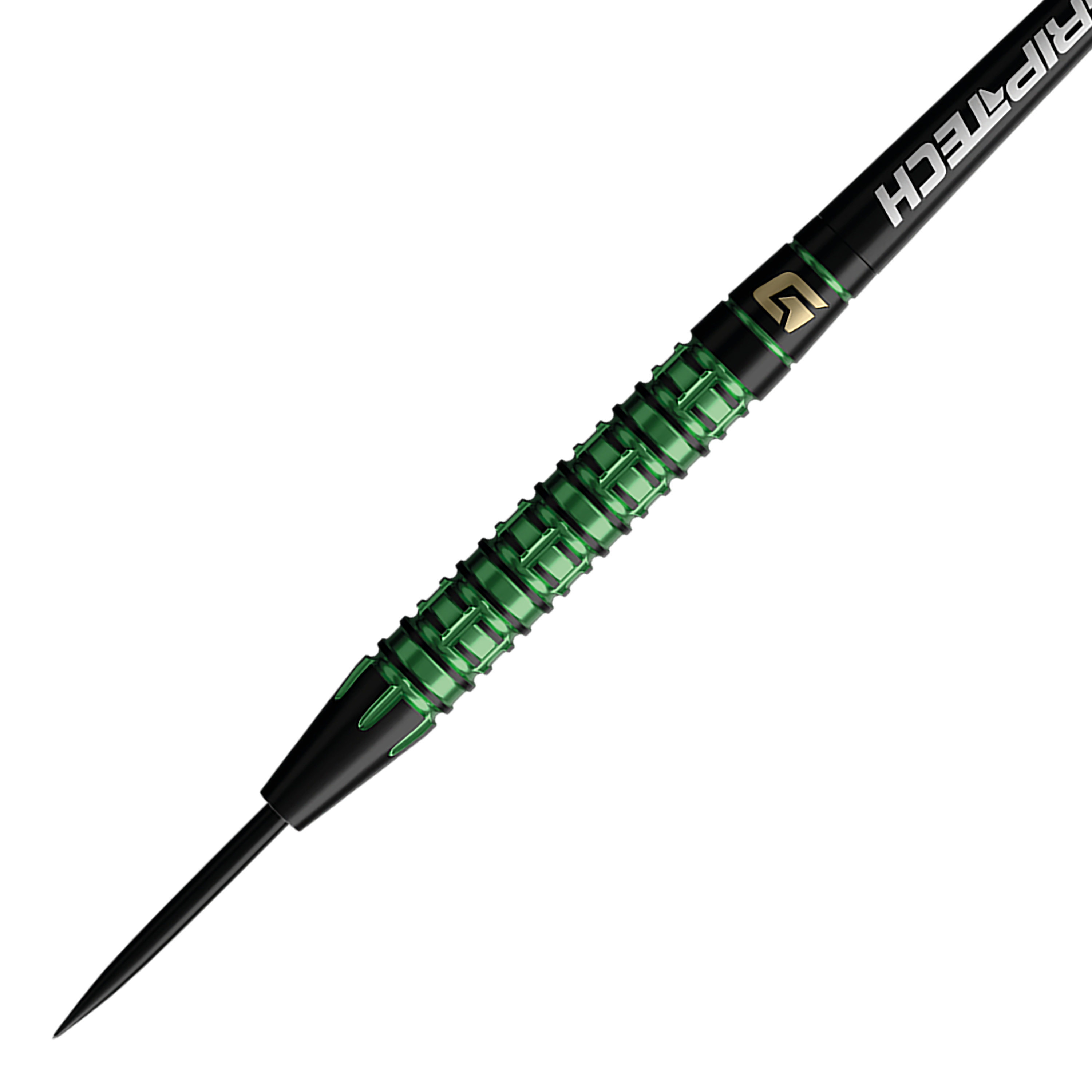 Zu sehen sind die GOAT Athlete Green Tungsten Steeldarts. Das Foto präsentiert die Darts aus einer anderen Perspektive.