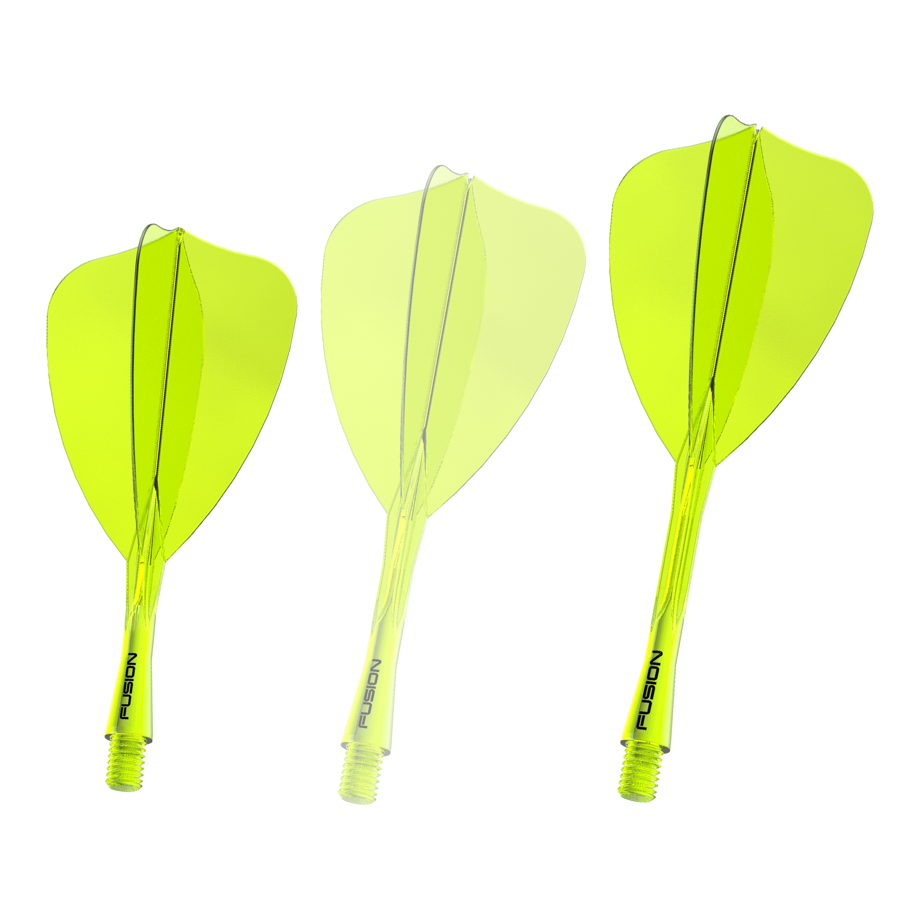 Winmau Fusion Flight-Shaft-System Arrow Neon Yellow Hier sieht man ein einzelnes Winmau Fusion Flight Shaft System Arrow in Neongelb, 28 mm Länge. Das Produkt ist für den Dartsport geeignet.