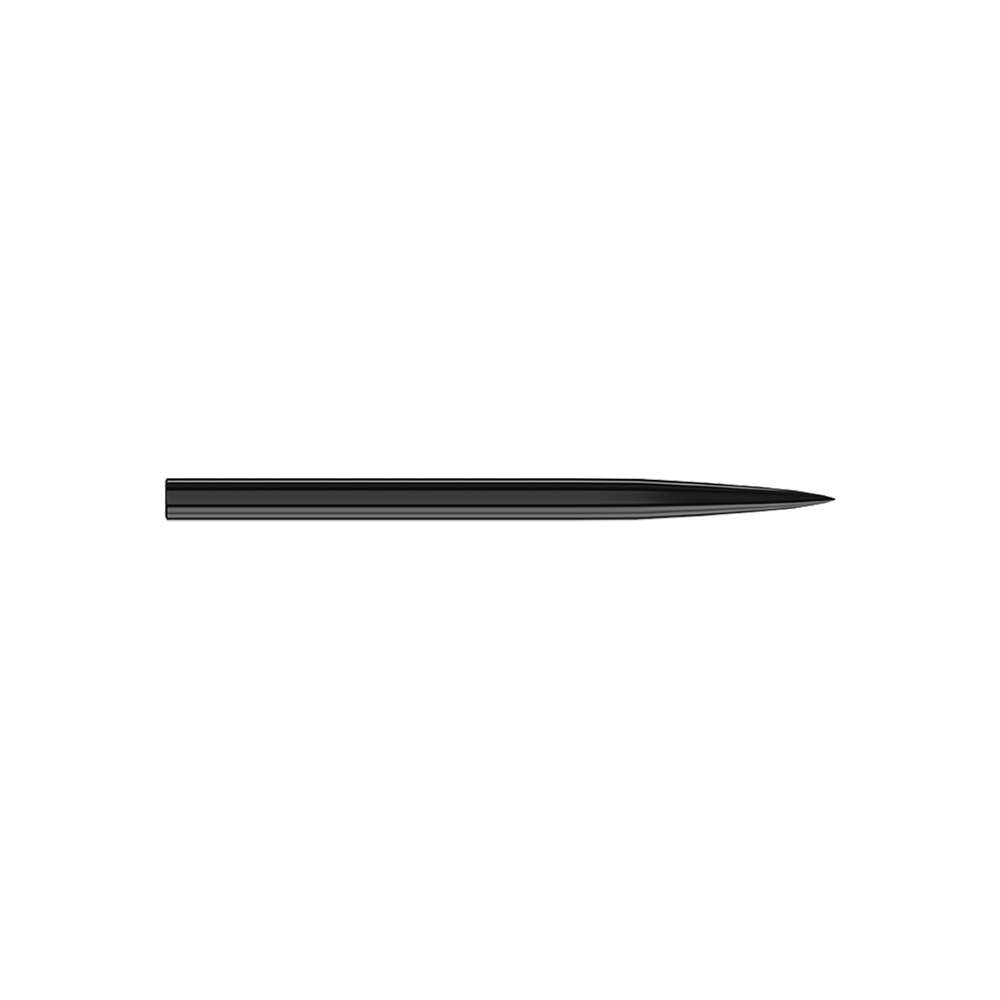 Harrows Steeldartspitzen - Schwarz Das Bild zeigt eine schwarze Steeldartspitze. Sie ist schlank, gerade und hat eine spitze Spitze.