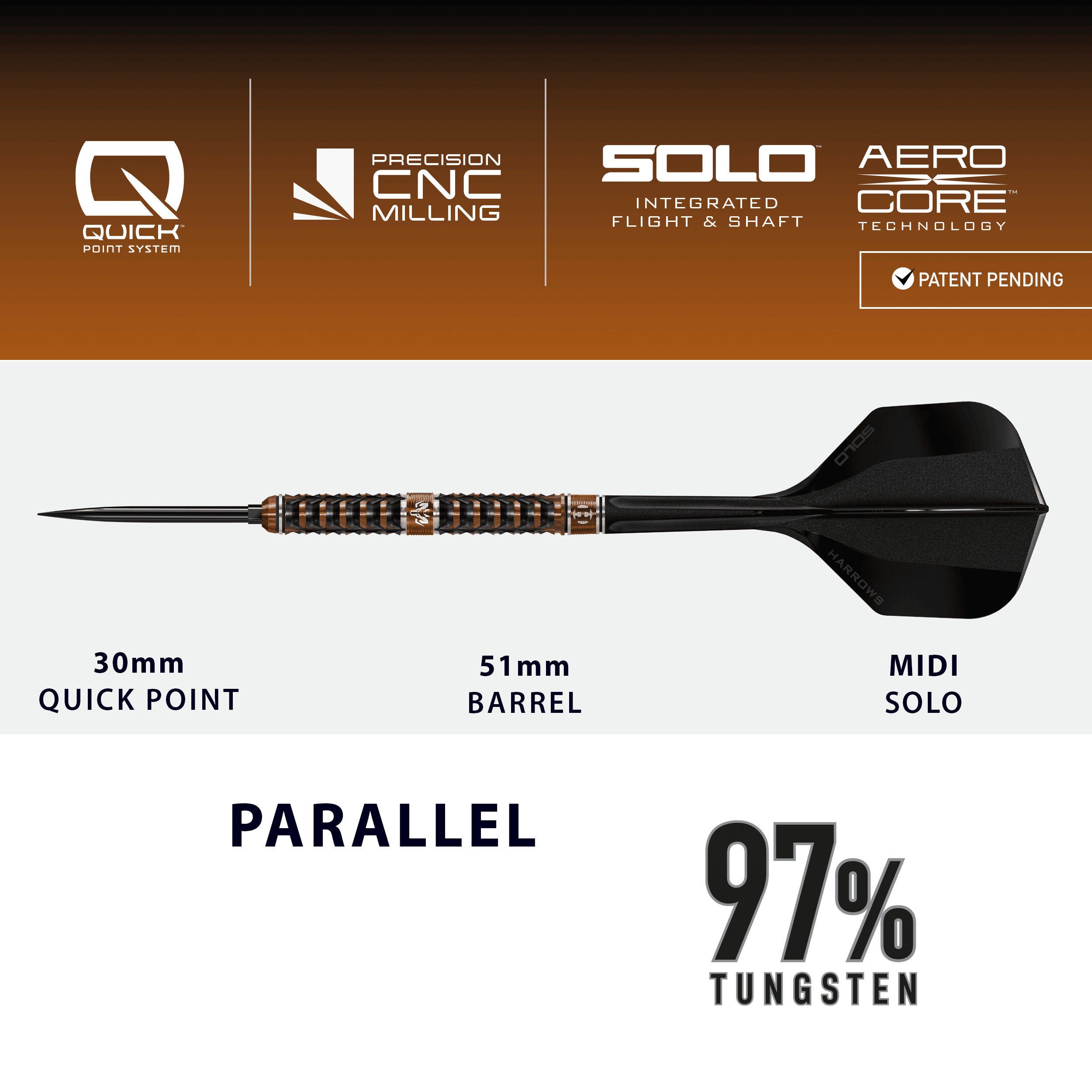 Harrows Wolfram Trinity Quick Point Steeldarts Gezeigt werden die Harrows Wolfram Trinity Quick Point Steeldarts. Diese Darts zeichnen sich durch ihre hohe Präzision und Verarbeitung aus.