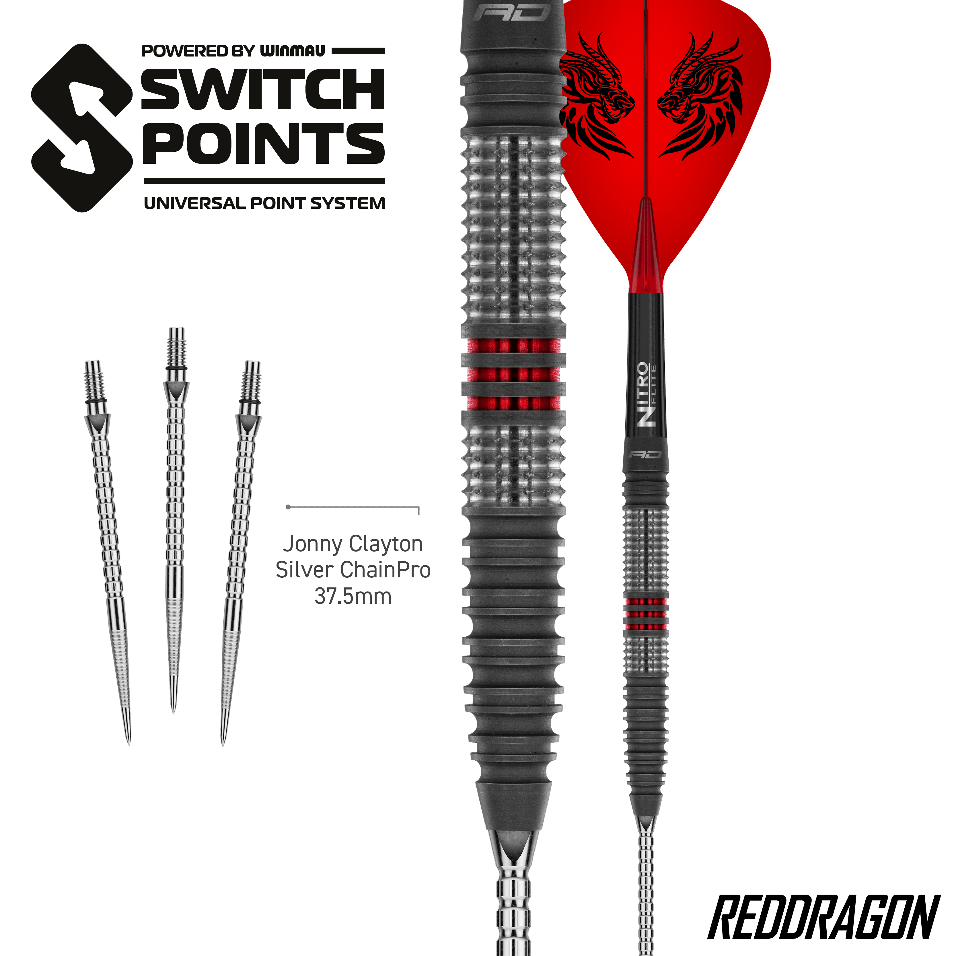 Red Dragon Jonny Clayton Hireath Switch Point Steeldarts Abgebildet sind Red Dragon Jonny Clayton Hireath Switch Point Steeldarts. Diese Darts überzeugen durch ihre spezielle Form und hohe Qualität.