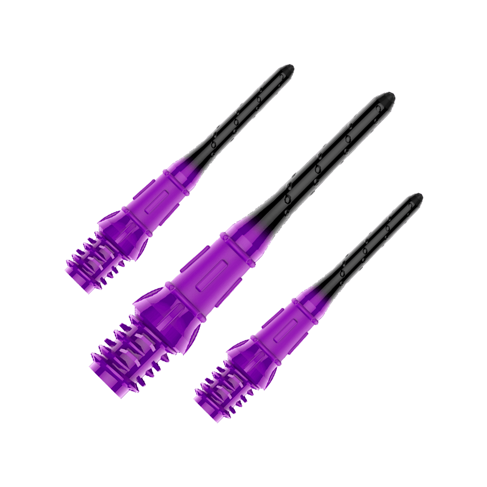 Zu sehen ist ein Set von L-Style Premium Lippoint Dartspitzen im 30er Pack in Schwarz und Lila. Die Dartspitzen sind speziell für Softdartspiele entwickelt.