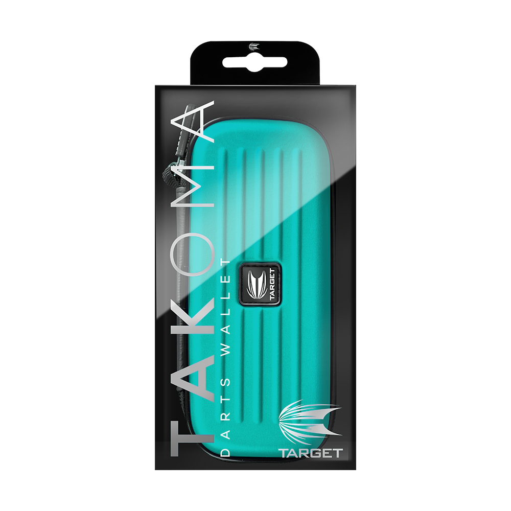 125819_Target_Takoma_Dartwallet_Aqua_3 Das Bild zeigt das Produkt "Target Takoma Dartwallet" in seiner Verpackung. Das Dartwallet ist türkisfarben und hat ein modernes Design mit dem Target-Logo auf der Vorderseite.