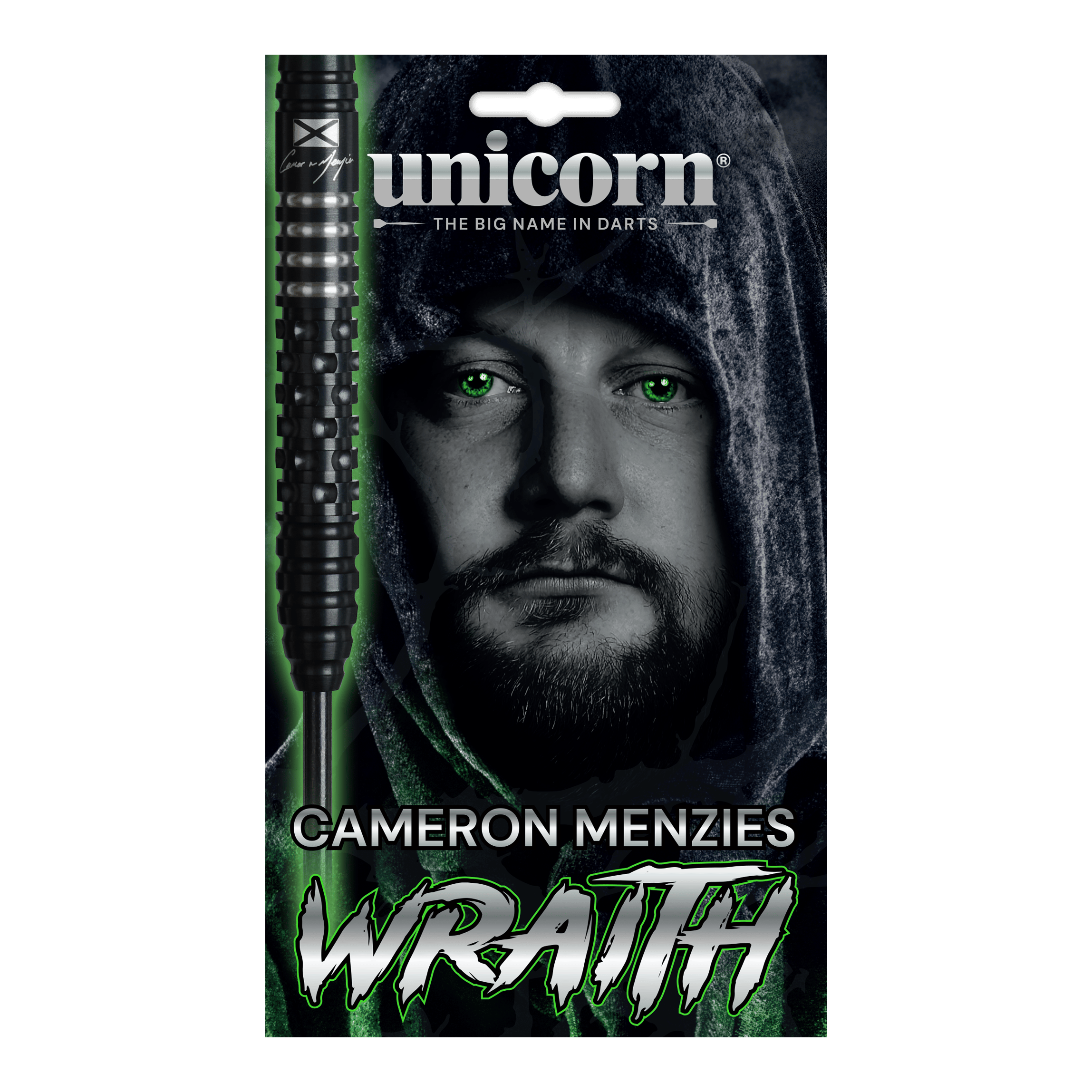 Unicorn Wraith Cameron Menzies Steeldarts - 23g Das Bild zeigt die Unicorn Wraith Cameron Menzies Steeldarts mit 23 Gramm Gewicht. Sie eignen sich für den Einsatz im Steeldartbereich.