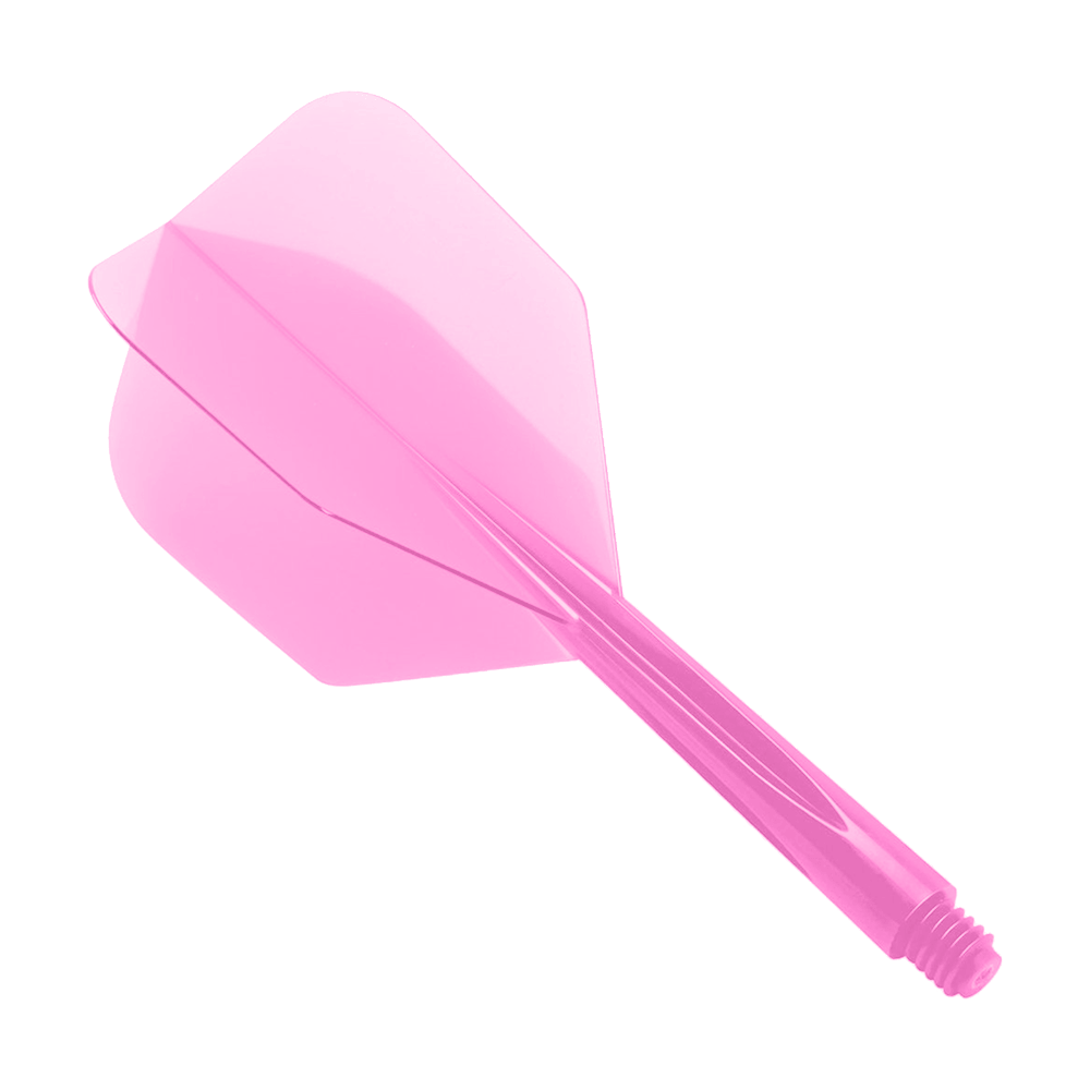 Das Bild zeigt das Produkt „Condor Zero-Stress Clear Pink Flight System Small“. Es handelt sich um ein kleines, durchsichtiges pinkes Dart-Flight-System.