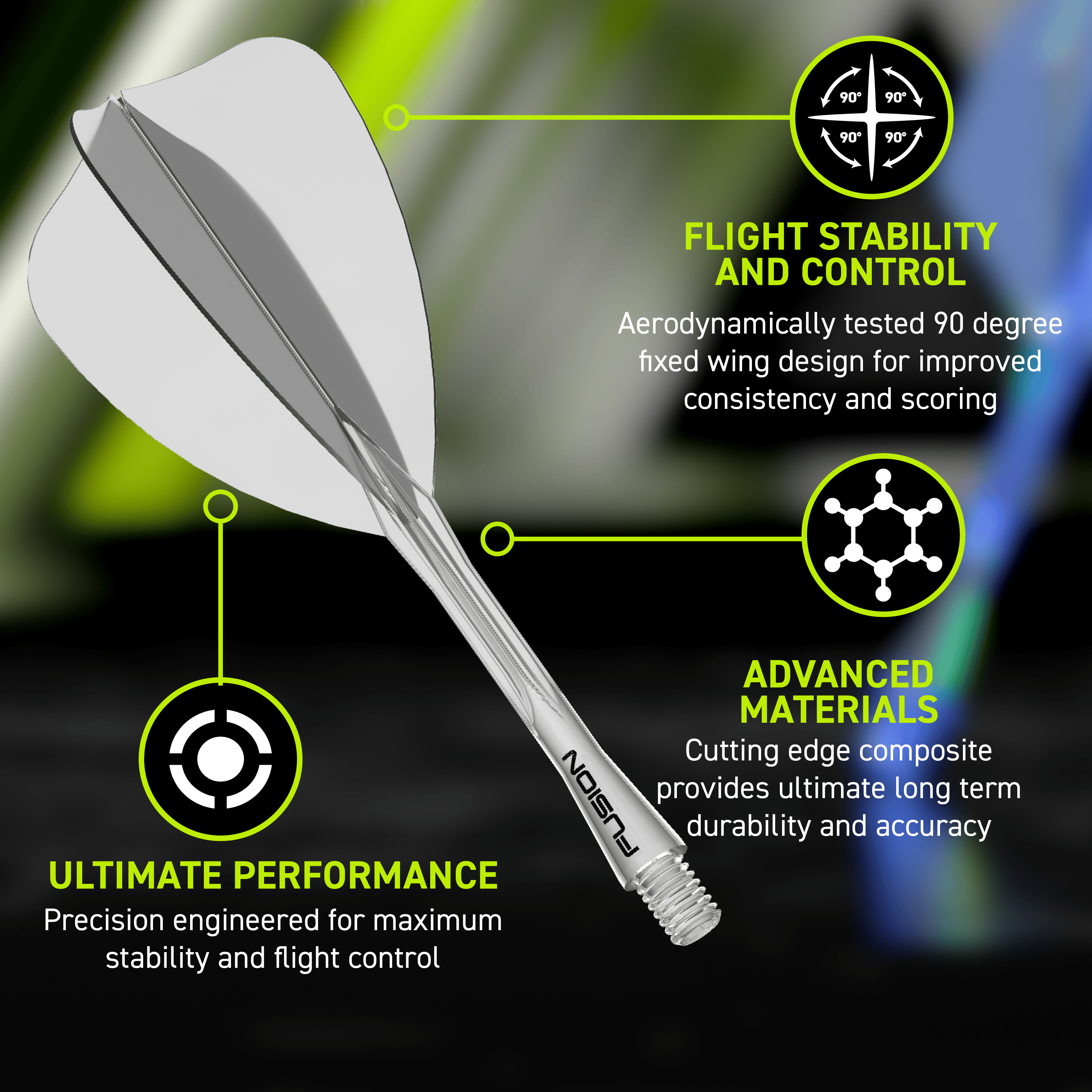 Winmau Fusion Flight-Shaft-System Arrow Clear Das Bild zeigt erneut das Winmau Fusion Flight-Shaft-System Arrow Clear. Dies ist eine weitere Darstellung des klaren Flightschafts für Darts.