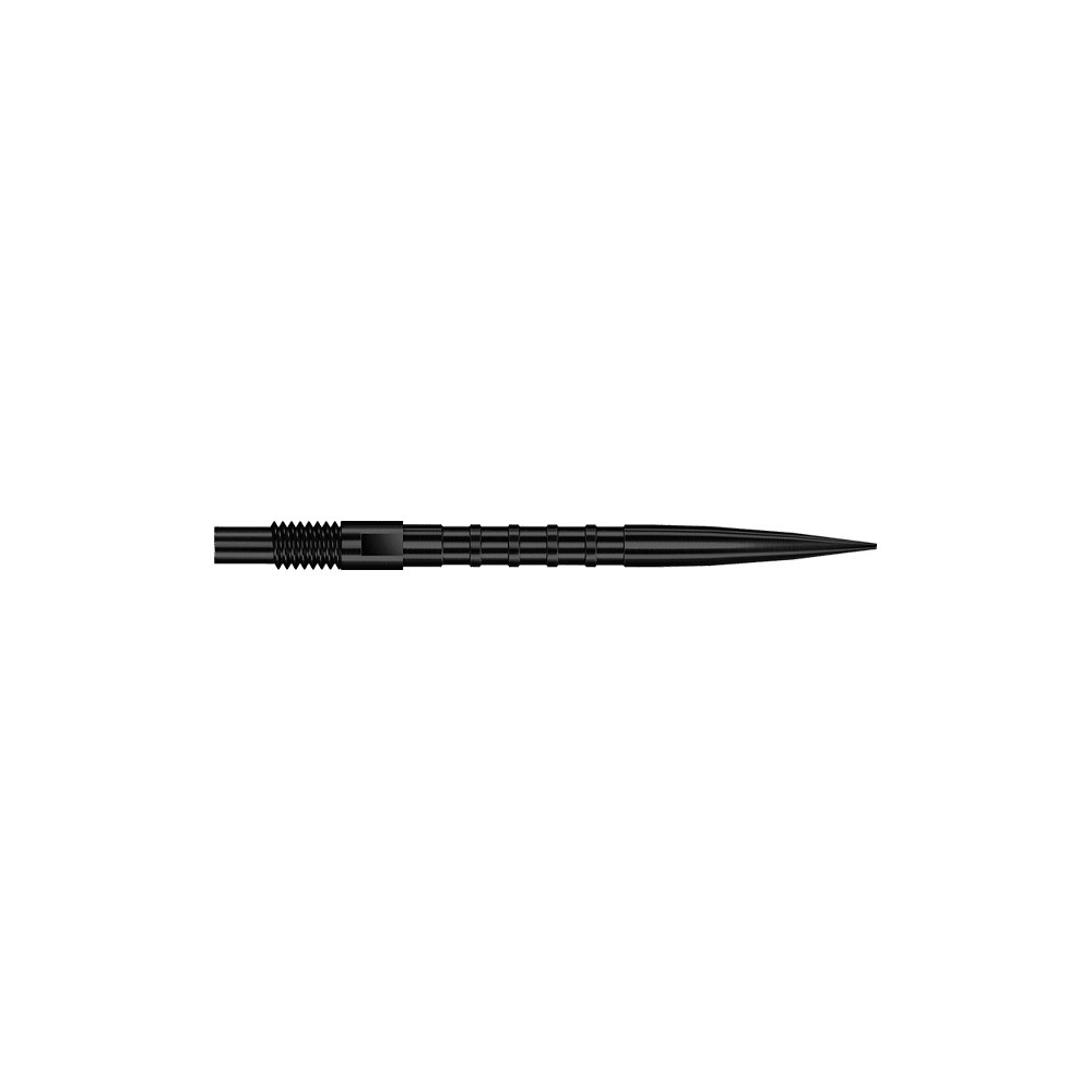 Harrows Quick Point Heavy Metal Dartspitzen - Schwarz Gezeigt wird QP33164 Harrows Quick Point HeavyMetalGrip Dartspitzen Schwarz 26mm. Es sind schwarze Dartspitzen mit besonderem Grip-Design.