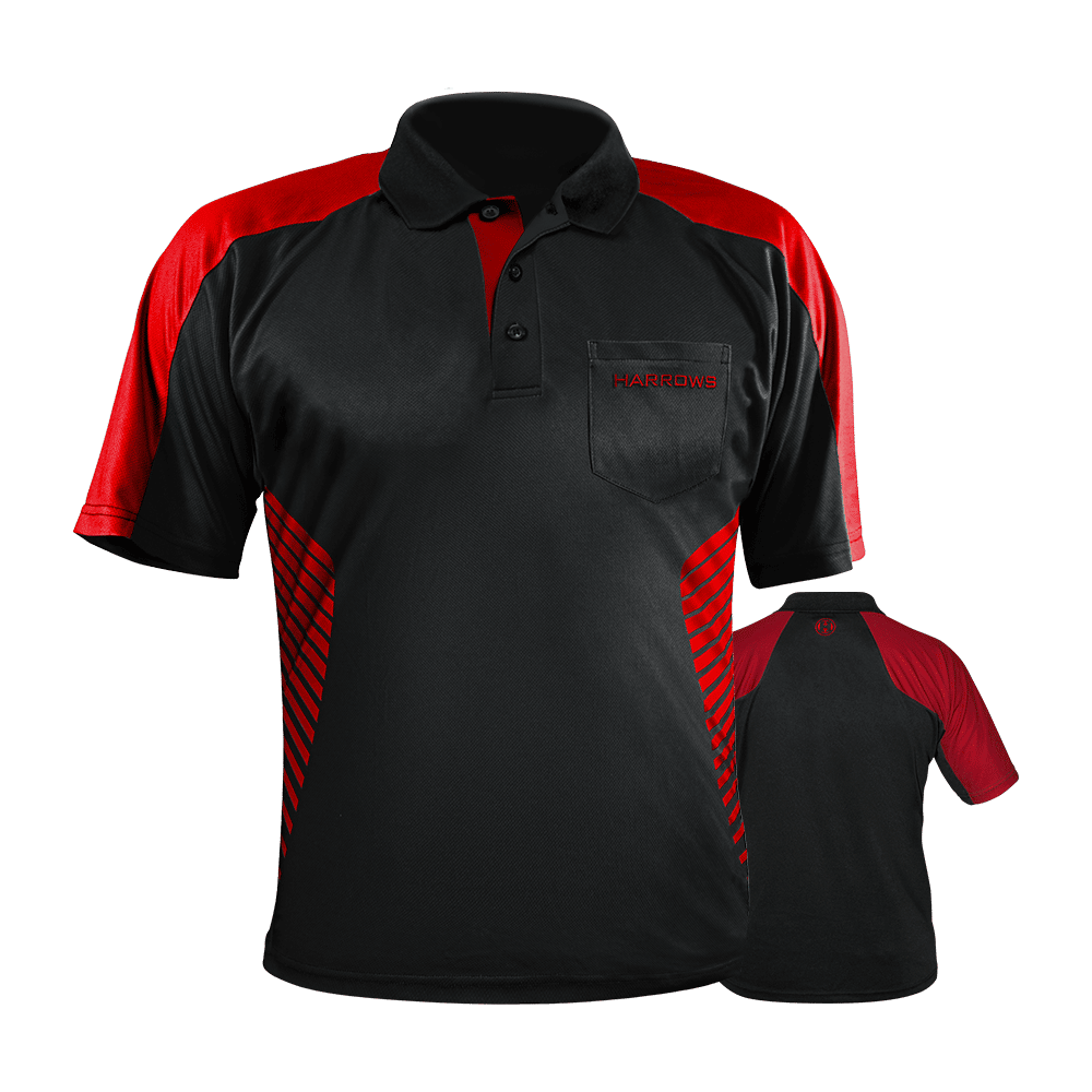 Harrows Vivid Dartshirt Black/Fire-Red