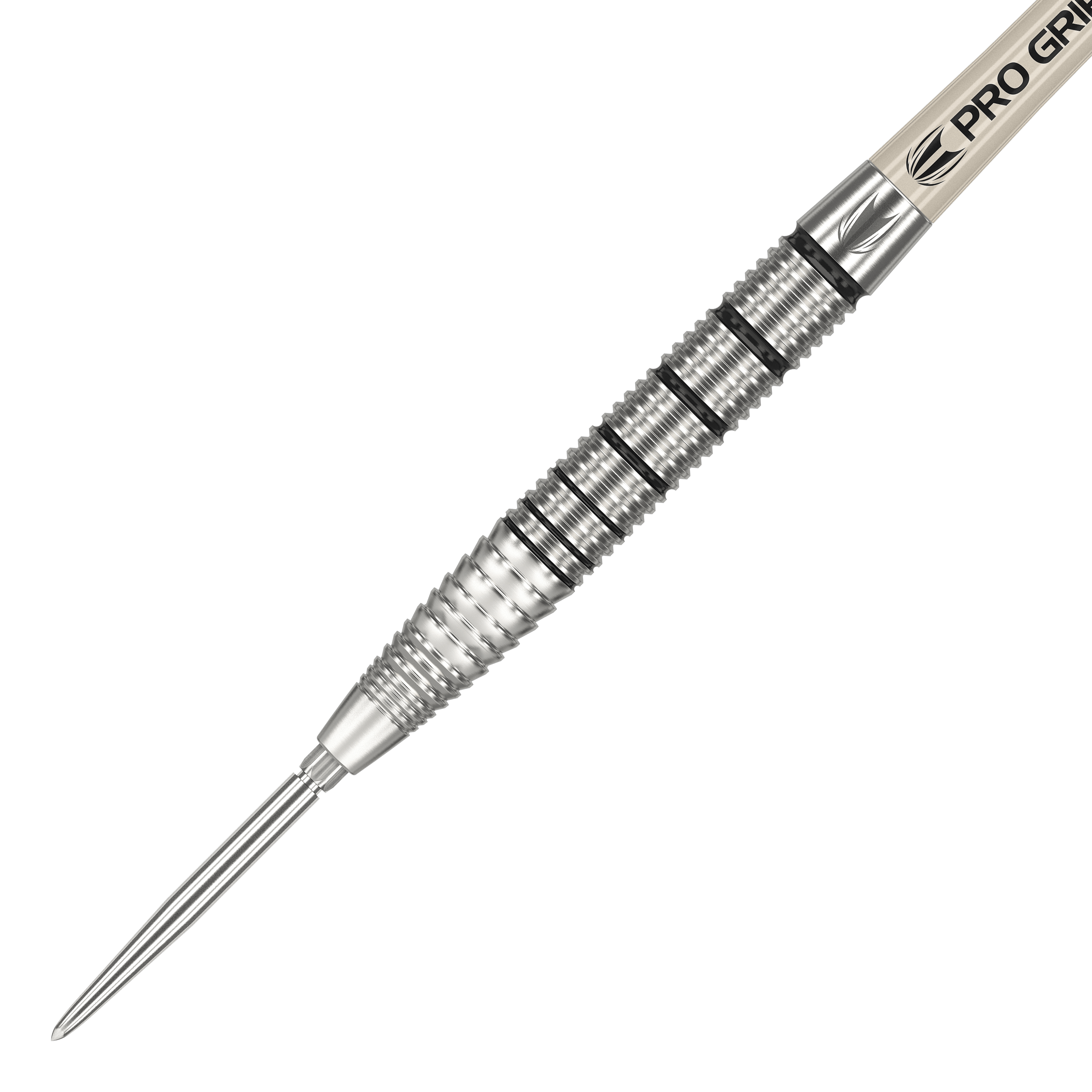 Target EXO SP02 Swiss Point Steeldarts Das Bild zeigt einen Target EXO SP02 Swiss Point Steeldart. Der Dart ist silberfarben und hat eine fein gerillte Griffzone für besseren Halt.