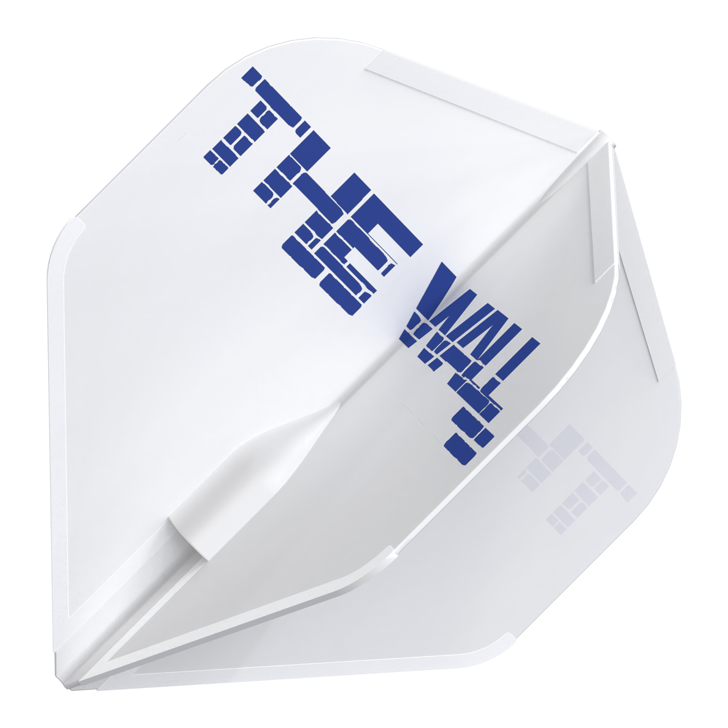 L-Style Martin Schindler Weiß L1EZ Flights Das Bild zeigt ein weißes Dart-Flight mit dem blauen Schriftzug "THE WALL". Es handelt sich um das Produkt "L-Style Martin Schindler Weiß L1EZ Flights".