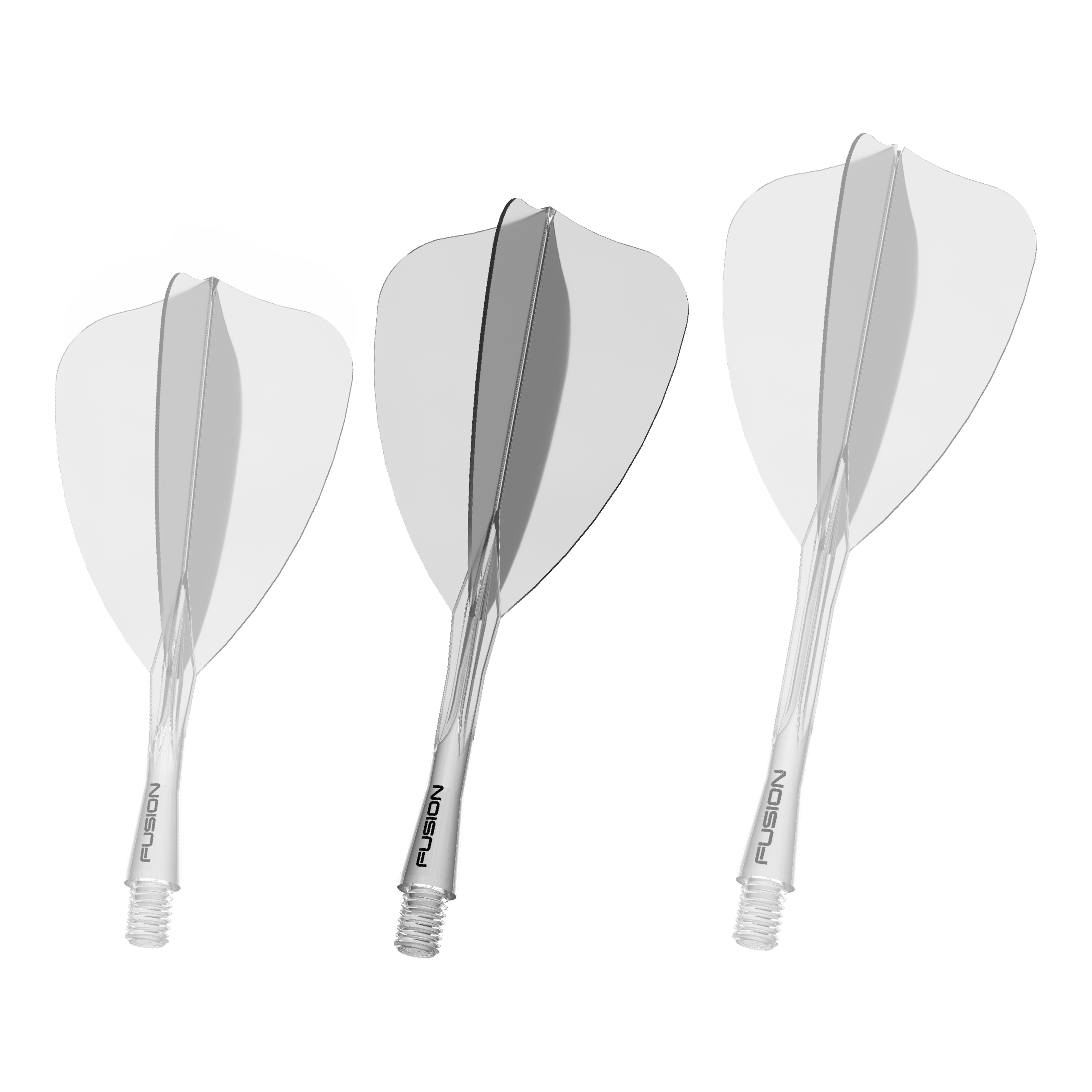 Winmau Fusion Flight-Shaft-System Arrow Clear Abgebildet ist ein weiteres Dartzubehör, wie ein Shaft oder Flight. Der Dateiname beschreibt das Produkt als 'Winmau Fusion Flight Shaft System Arrow Clear 28mm 2'.