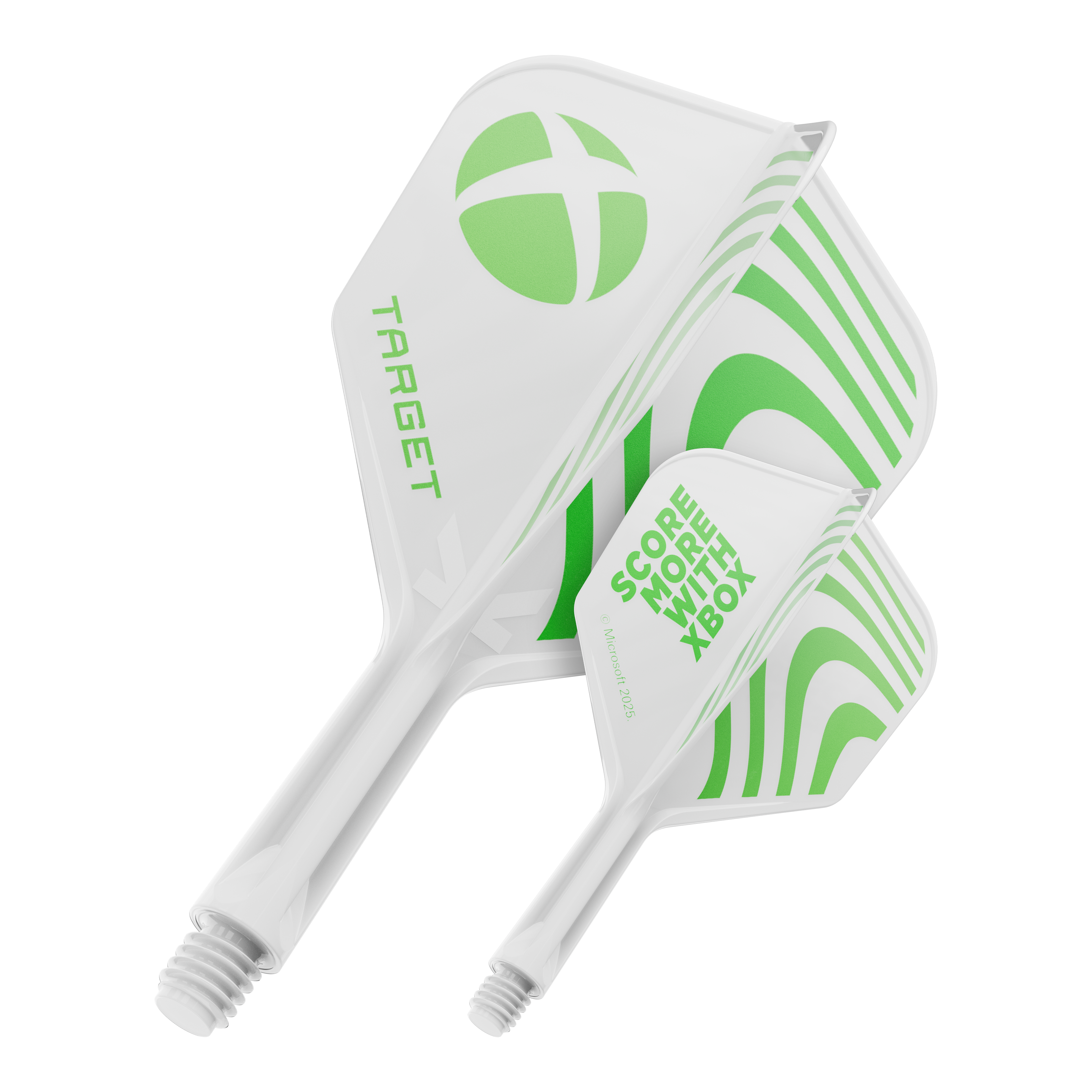 Target Xbox K-Flex No6 Flights - Weiß Ein Produktbild mit dem Dateinamen 410613_Target_Xbox_KFlex_No6_Flights_19mm_1. Das Bild zeigt vermutlich ein Dartzubehör.
